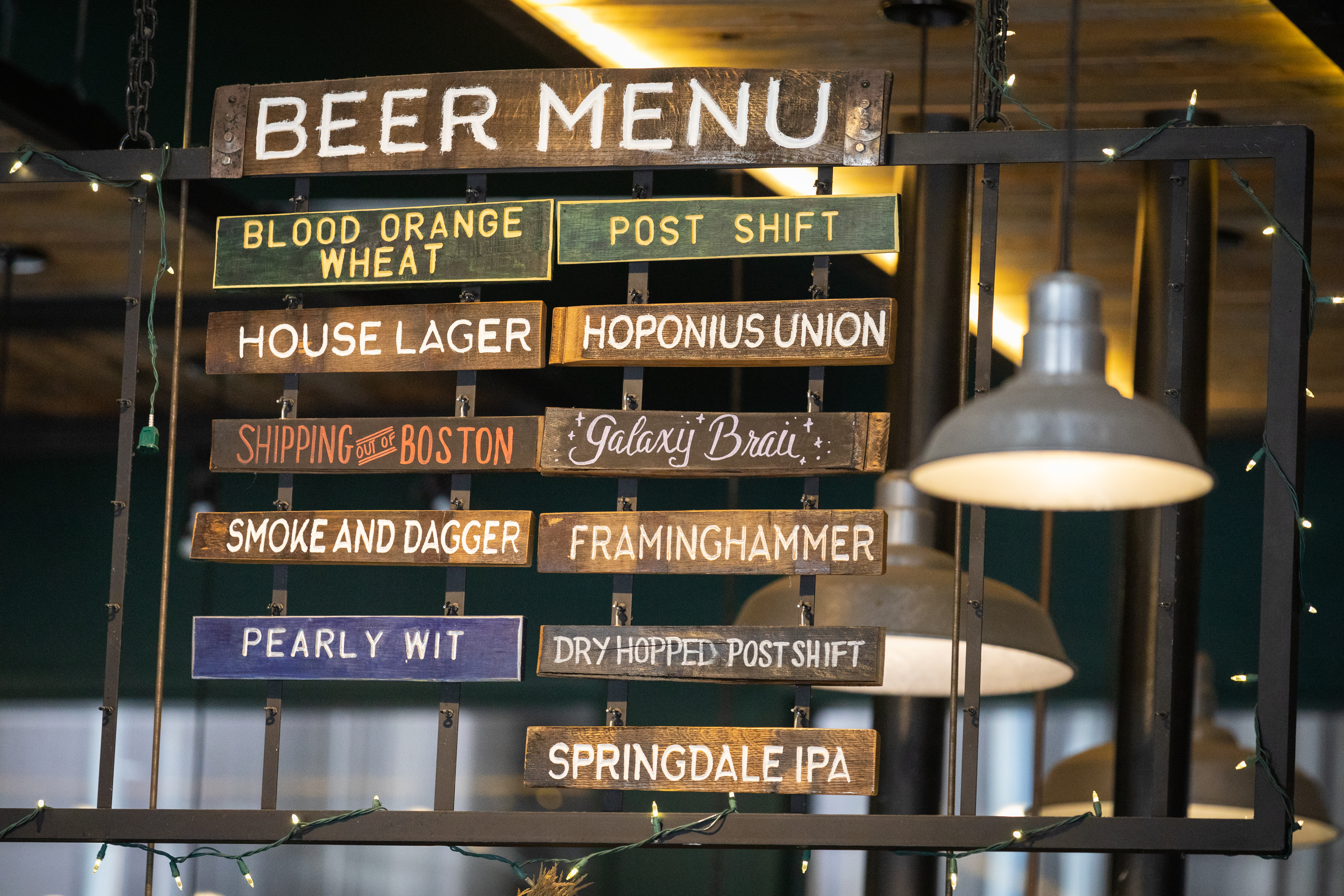 The beer menu at Jack’s Abby Craft Lagers in Framingham.