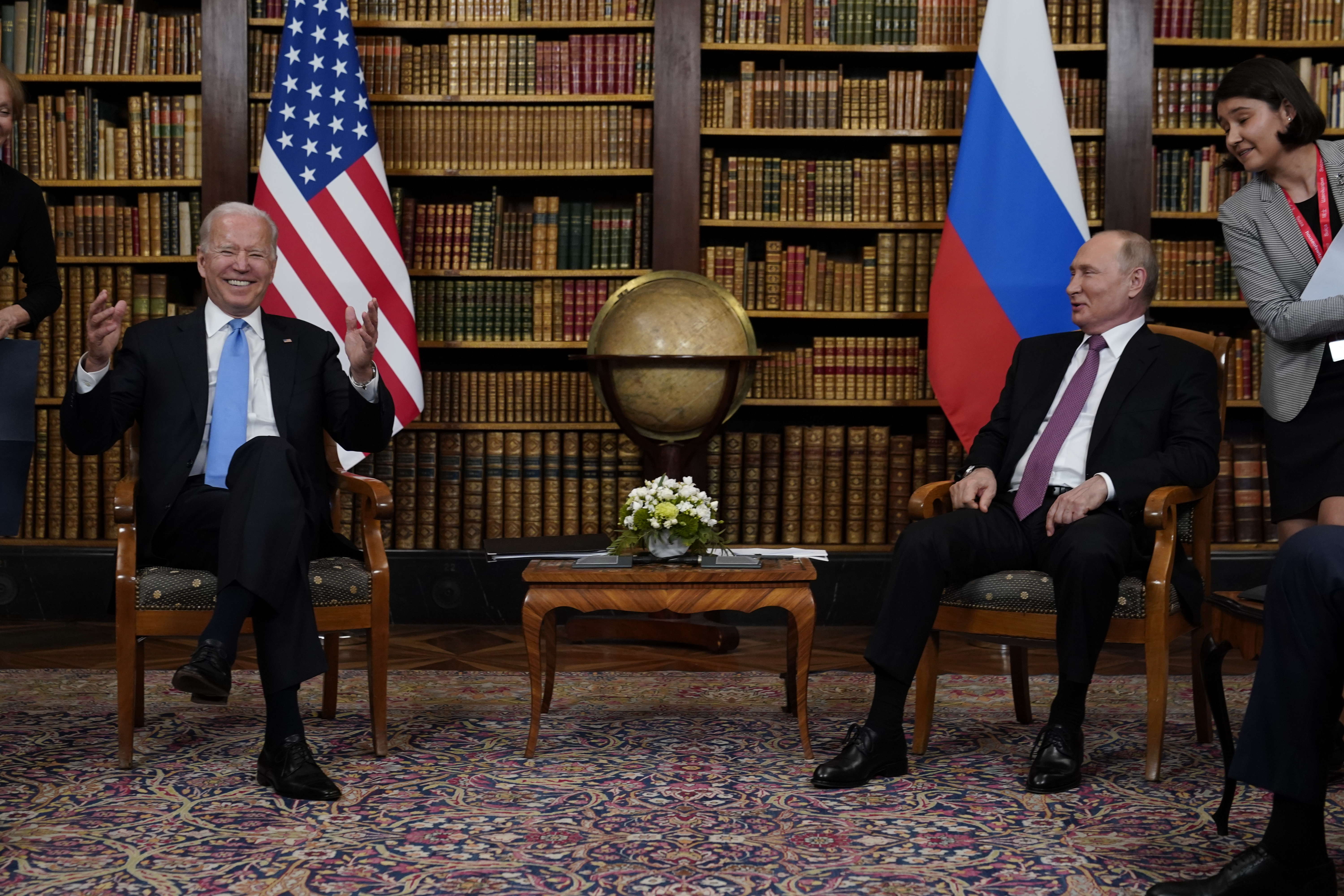President Joe Biden (right) met with Russian President Vladimir Putin Wednesday at the 'Villa la Grange', in Geneva, Switzerland.