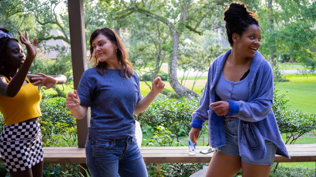Allonah Ashworth (right) taught the group how to dance to Zydeco music. 