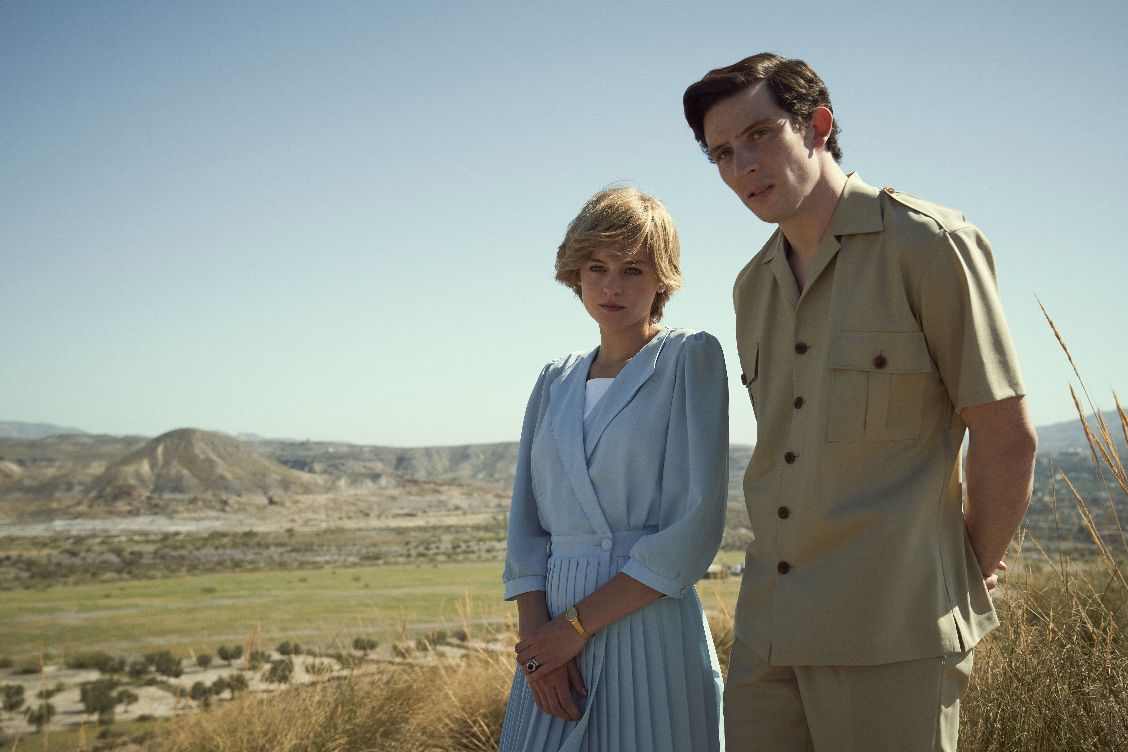 Emma Corrin and Josh O'Connor as Diana and Charles in "The Crown."