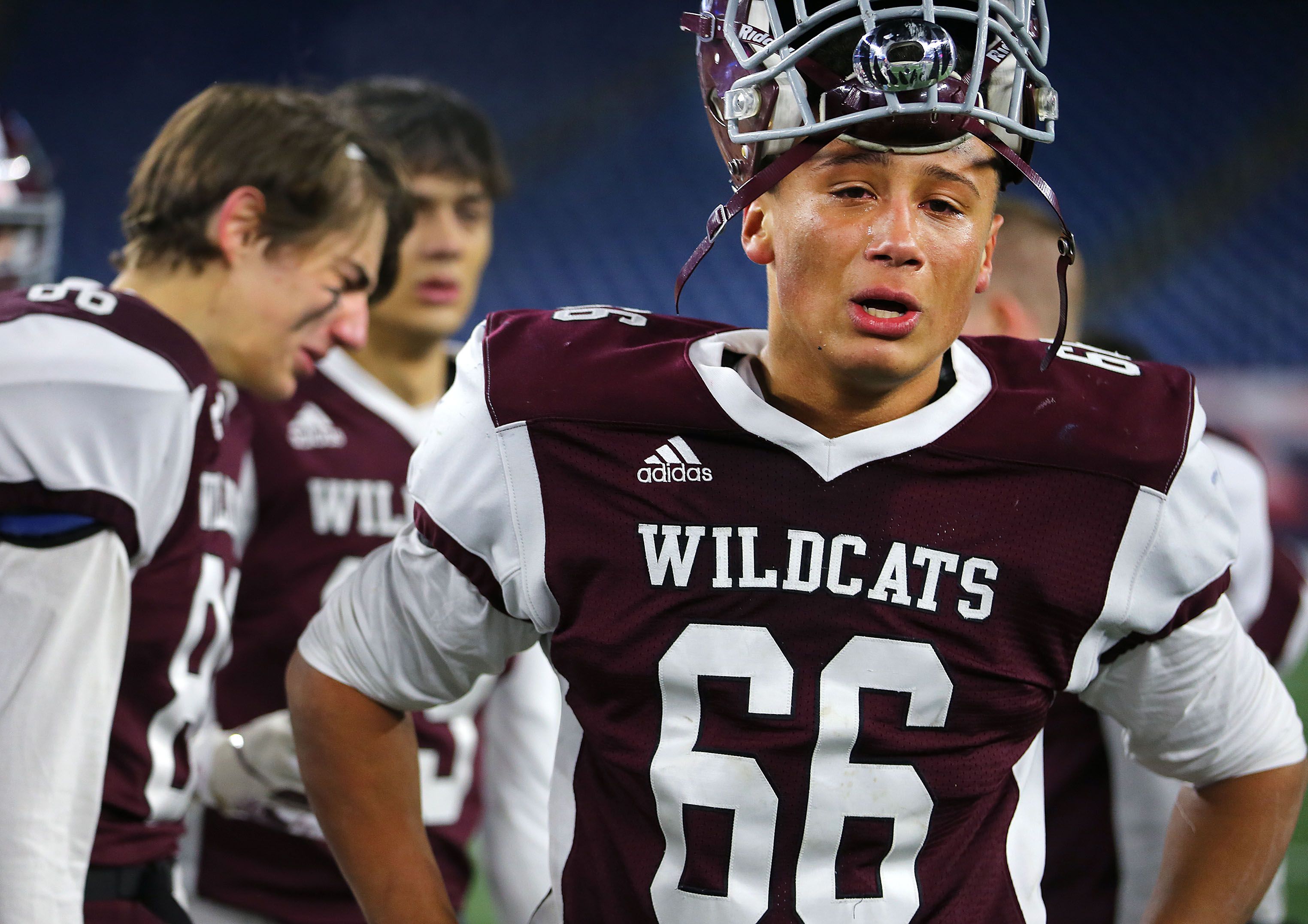 West Bridgewater’s Sean Carter was overcome with emotion after losing to St. Bernard’s in the Division 8 Super Bowl on Dec. 6 at Gillette Stadium.