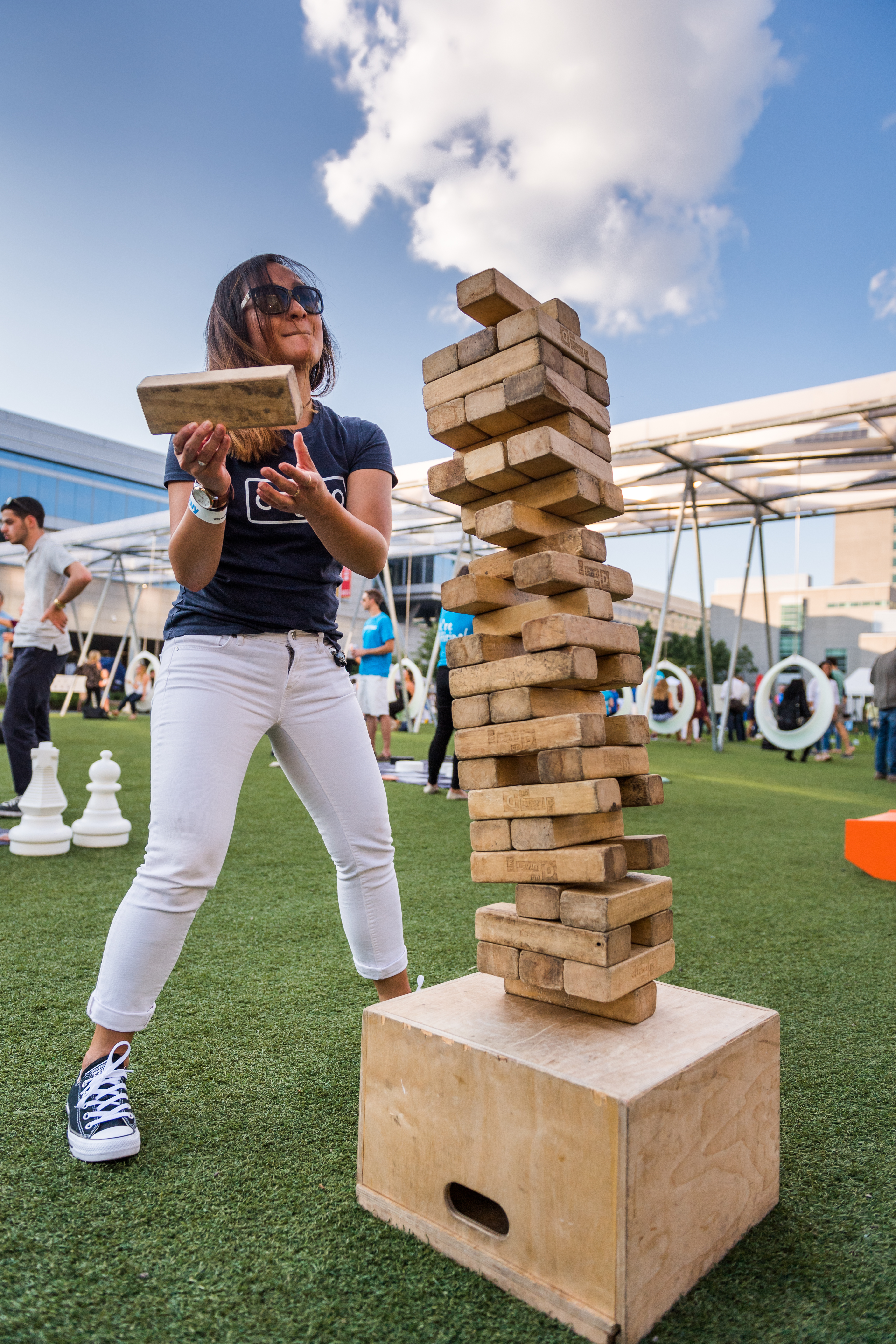 The Lawn on D features a giant Jenga lawn game on Thursdays, Fridays, Saturdays, and Sundays.