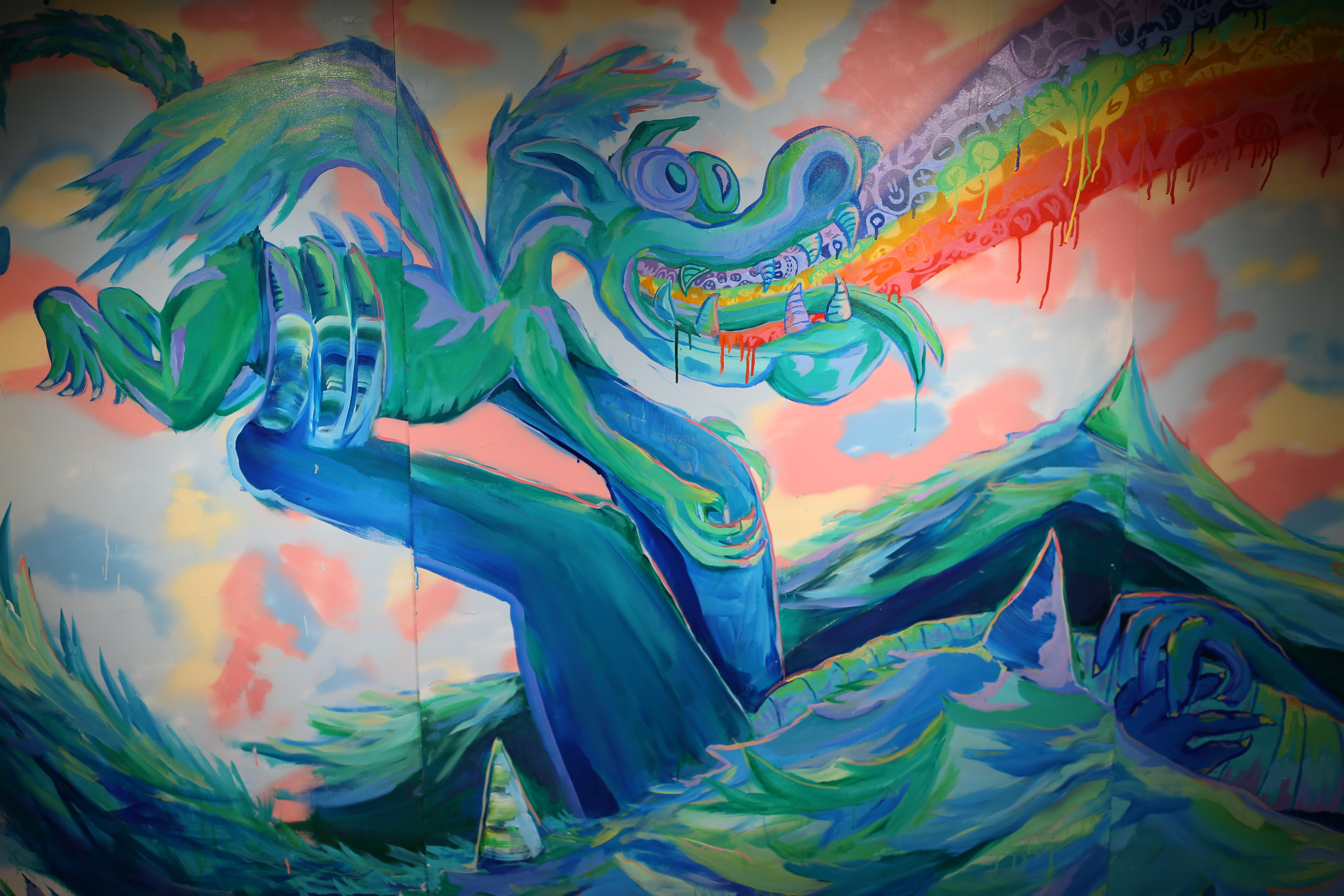 "Please Smile" by Henry Dunkelberger is on display at Kured, a build-your-own charcuterie shop on Beacon Hill.