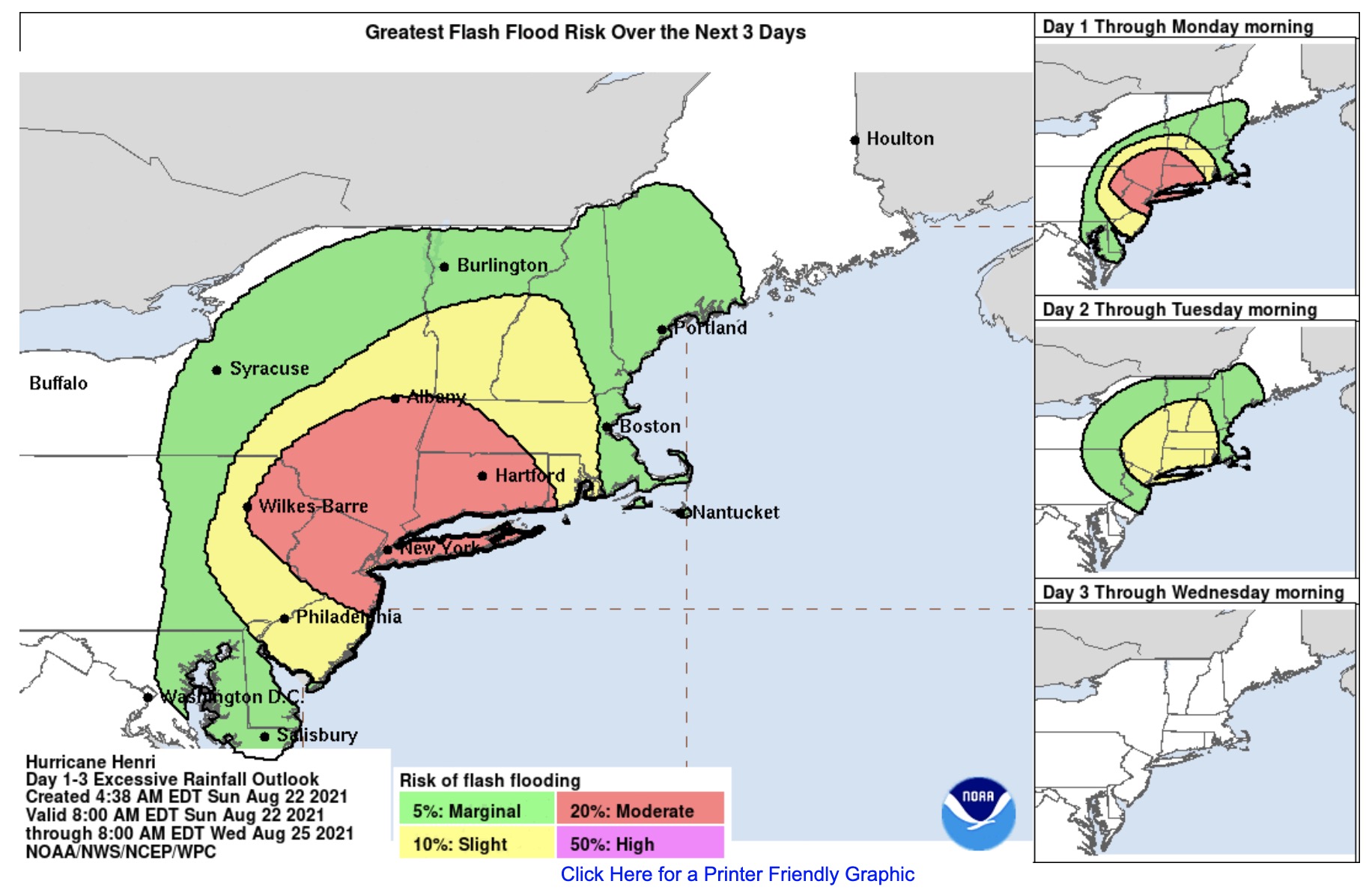 Greatest flash flood risk over the next few days.