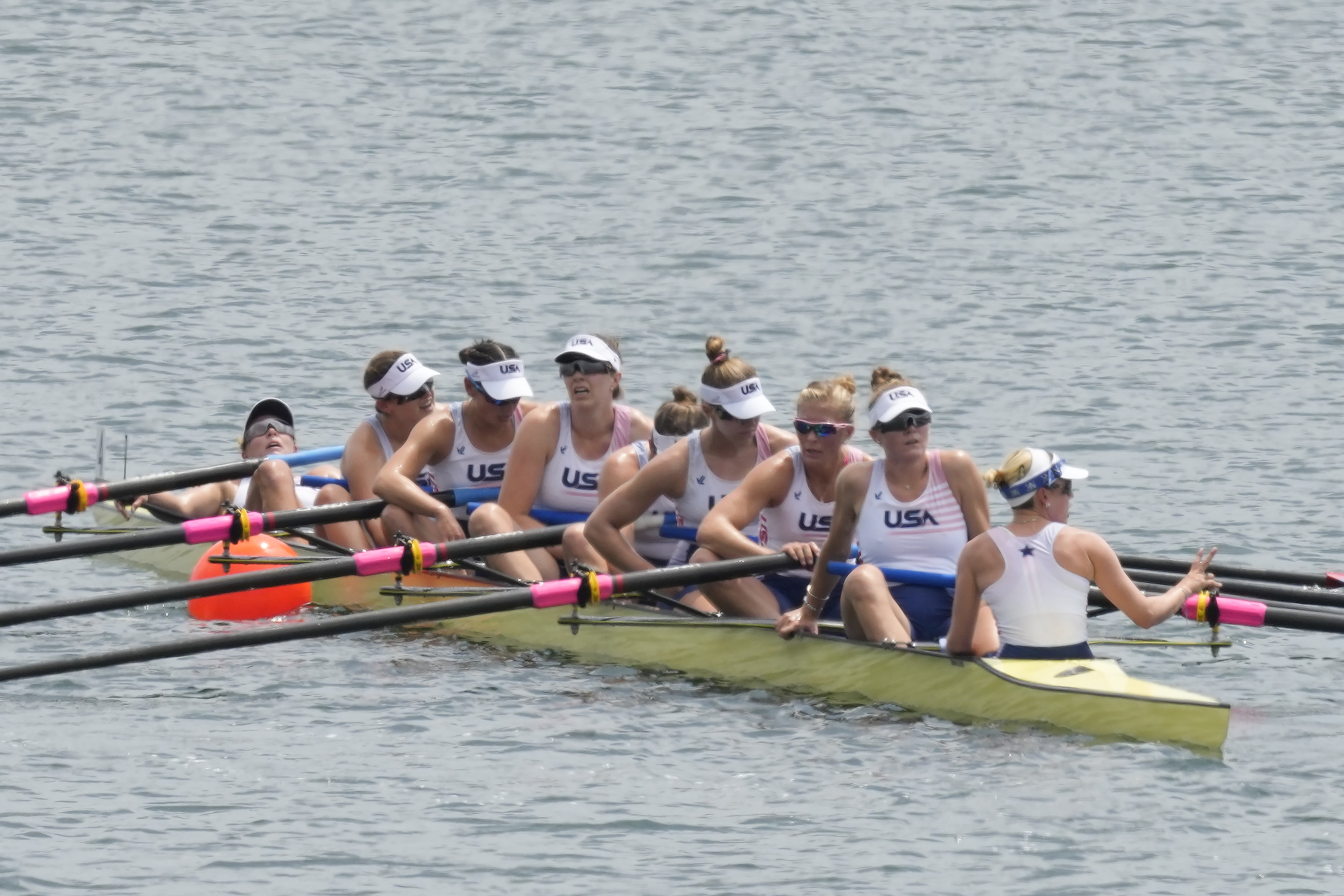 The United States finished fourth in Friday's women's rowing eight final.