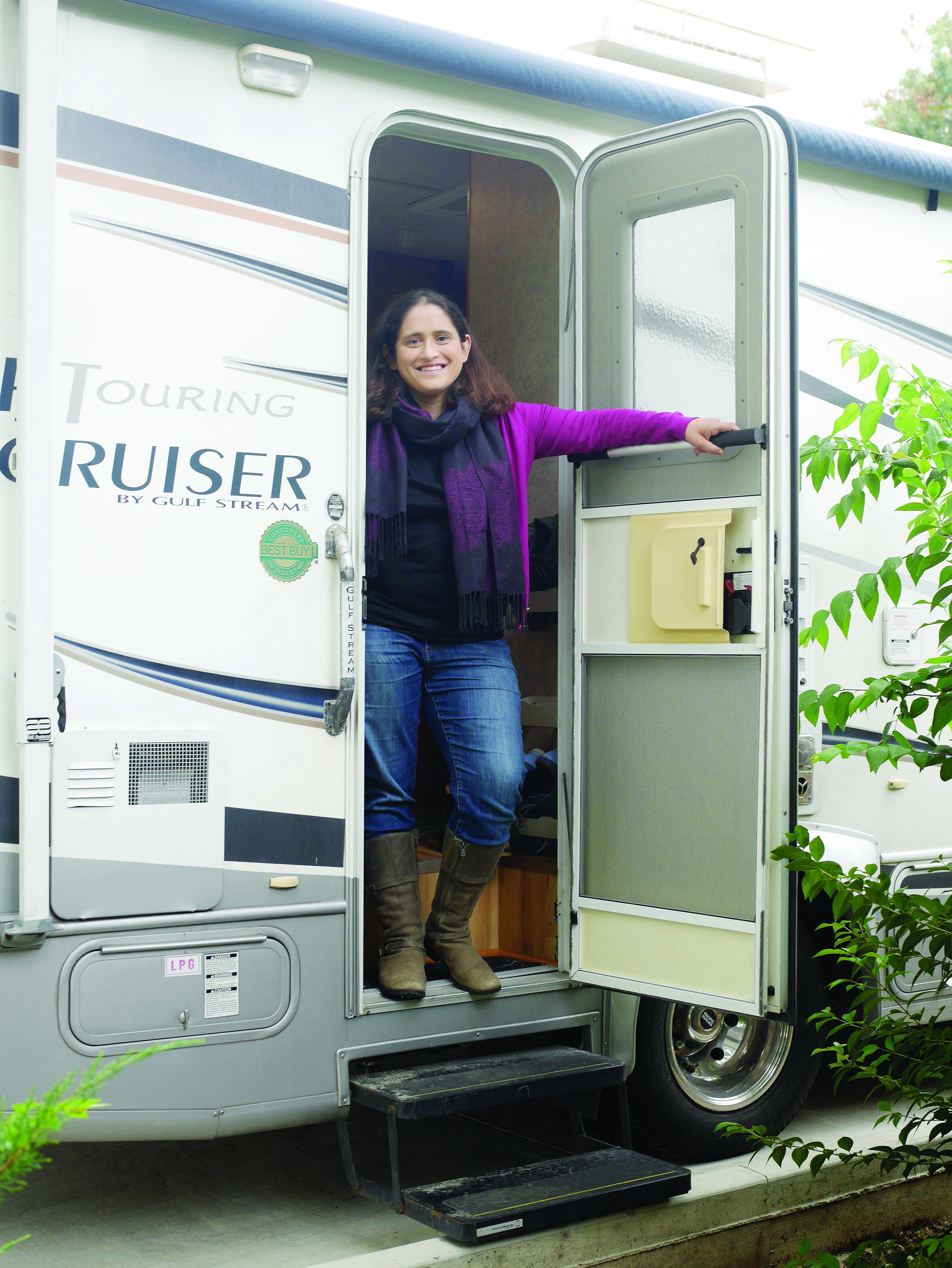 Robin Liss said one drawback to running her company out of a recreational vehicle is not having a room she can escape to when she needs to make an early-morning call to China. “That has probably been the hardest part of working from the RV.”