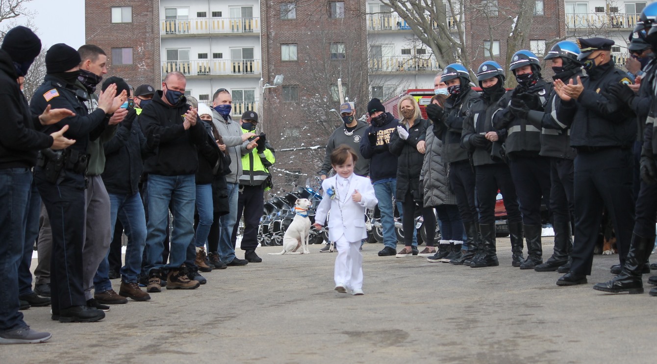 Quincy first responders held a birthday celebration in honor of "The Mighty Quinn" on Tuesday.