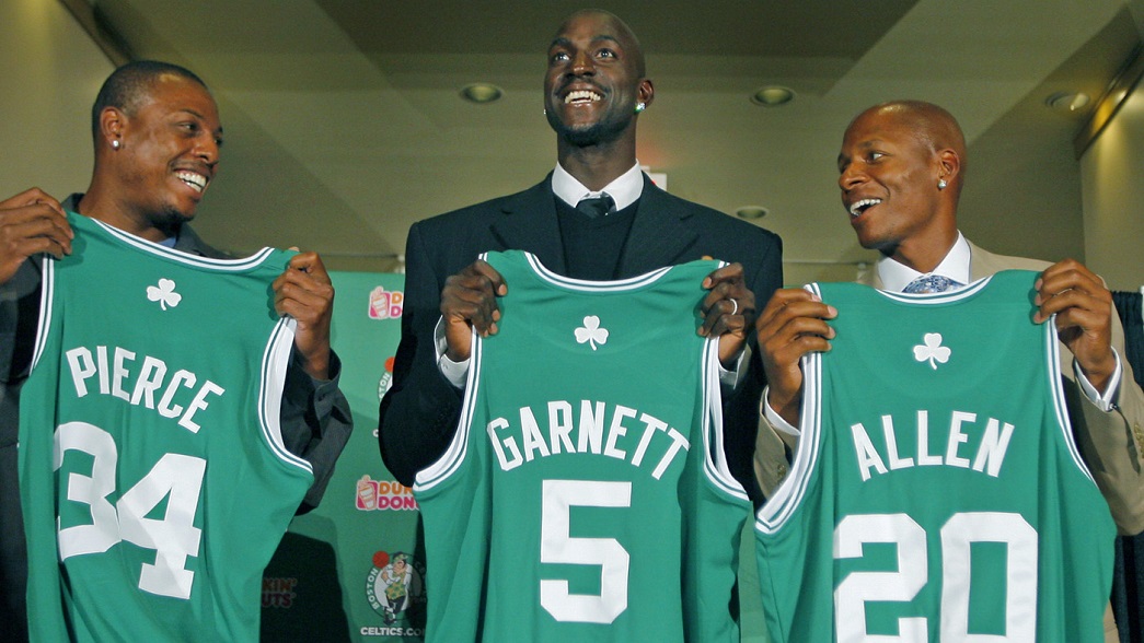 Paul Pierce, Ray Allen, and Kevin Garnett were Ainge's Big Three in 2007-08.