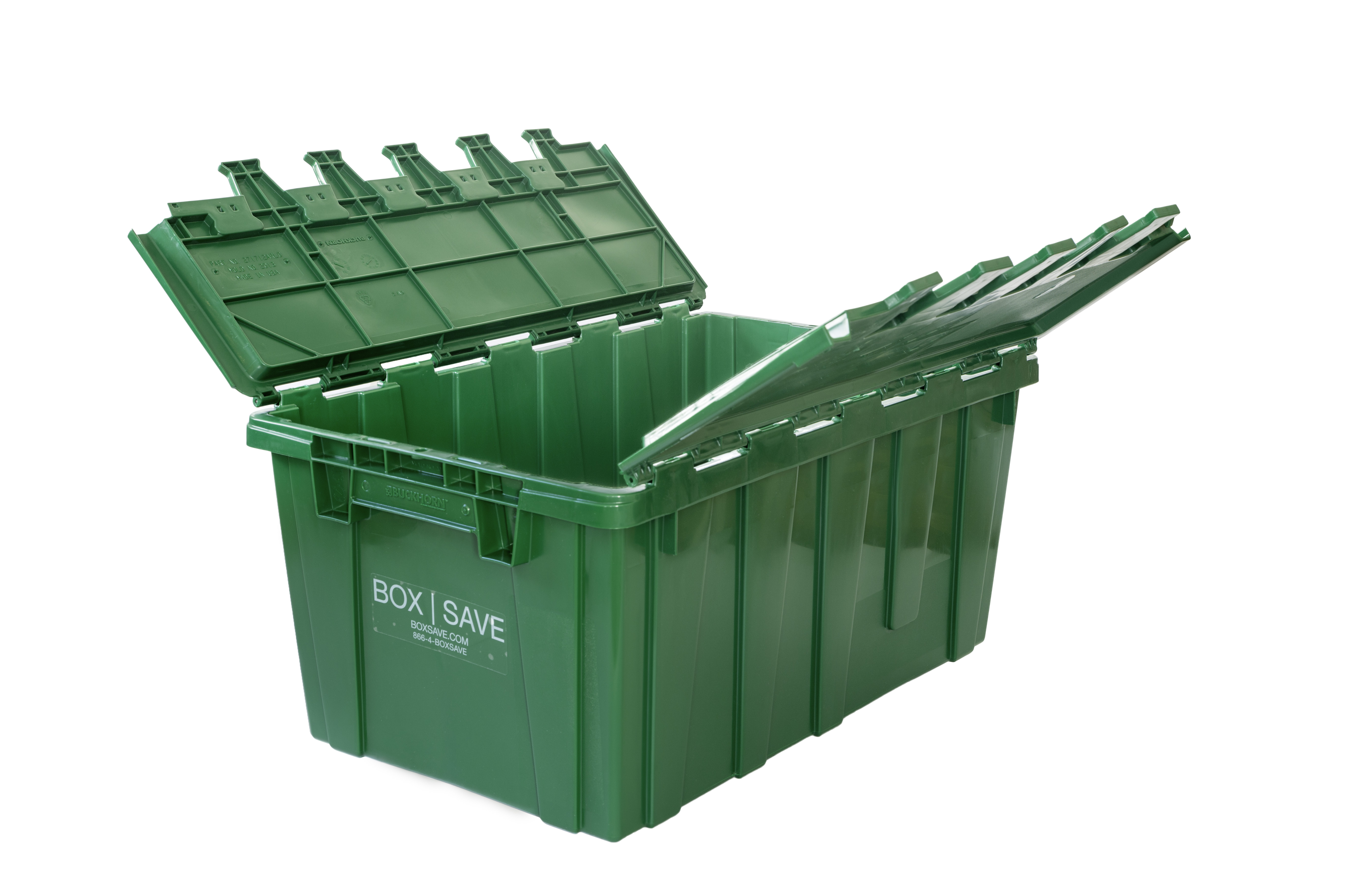 A reusable moving crate from Box Save, a local company that rents out plastic moving boxes.