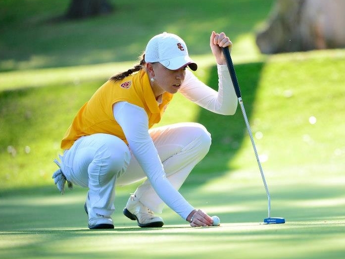 Popov competing in NCAA play for USC.