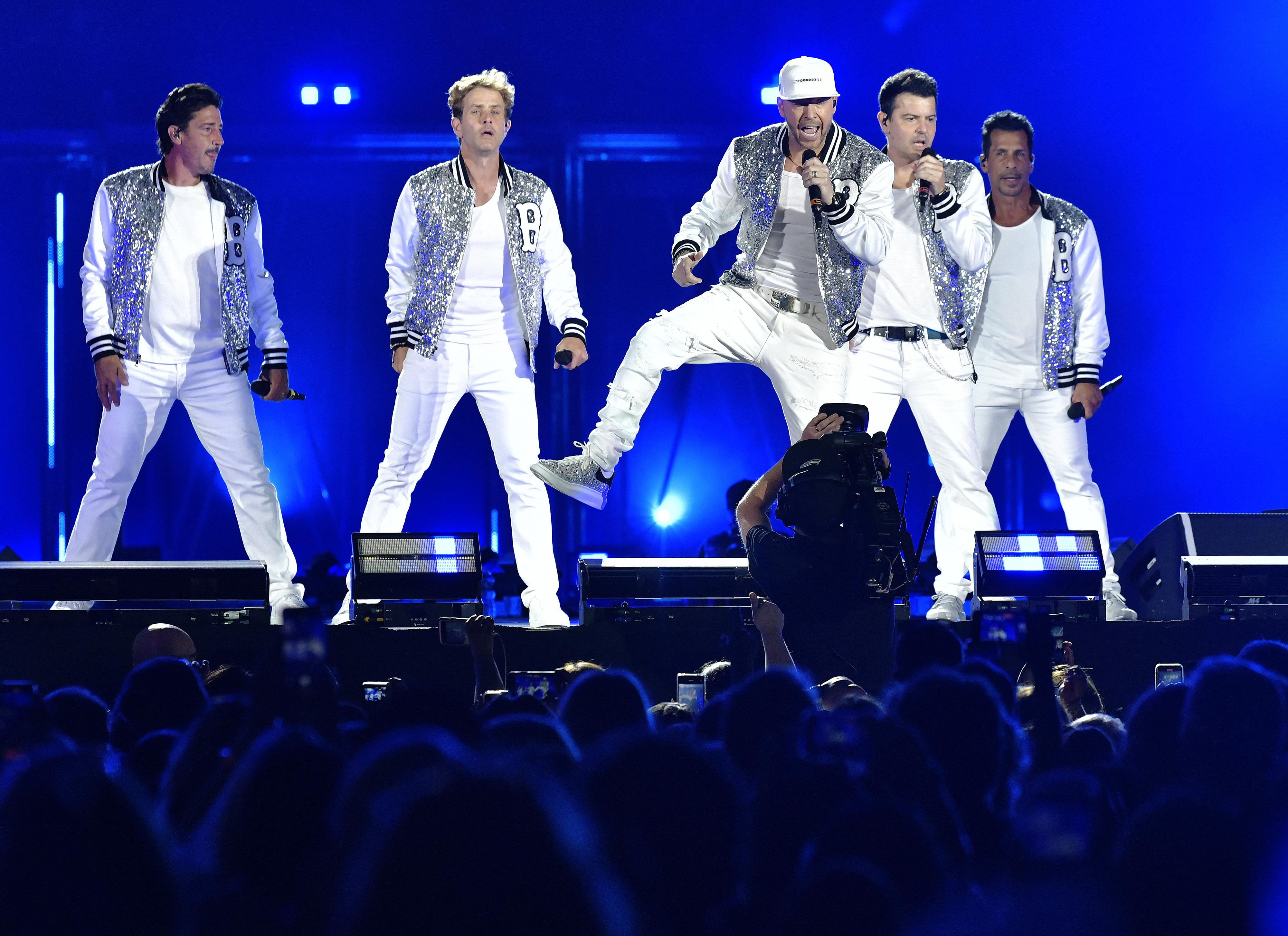 New Kids on the Block in concert at Fenway Park on August 6, 2021.