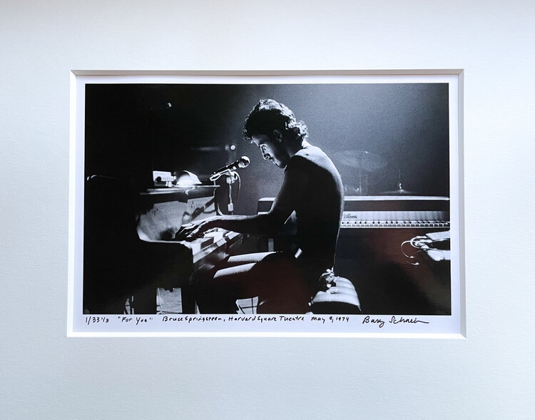 One of photographer Barry Schneier's matted and signed prints of Bruce Springsteen at the Harvard Square Theatre in 1974.