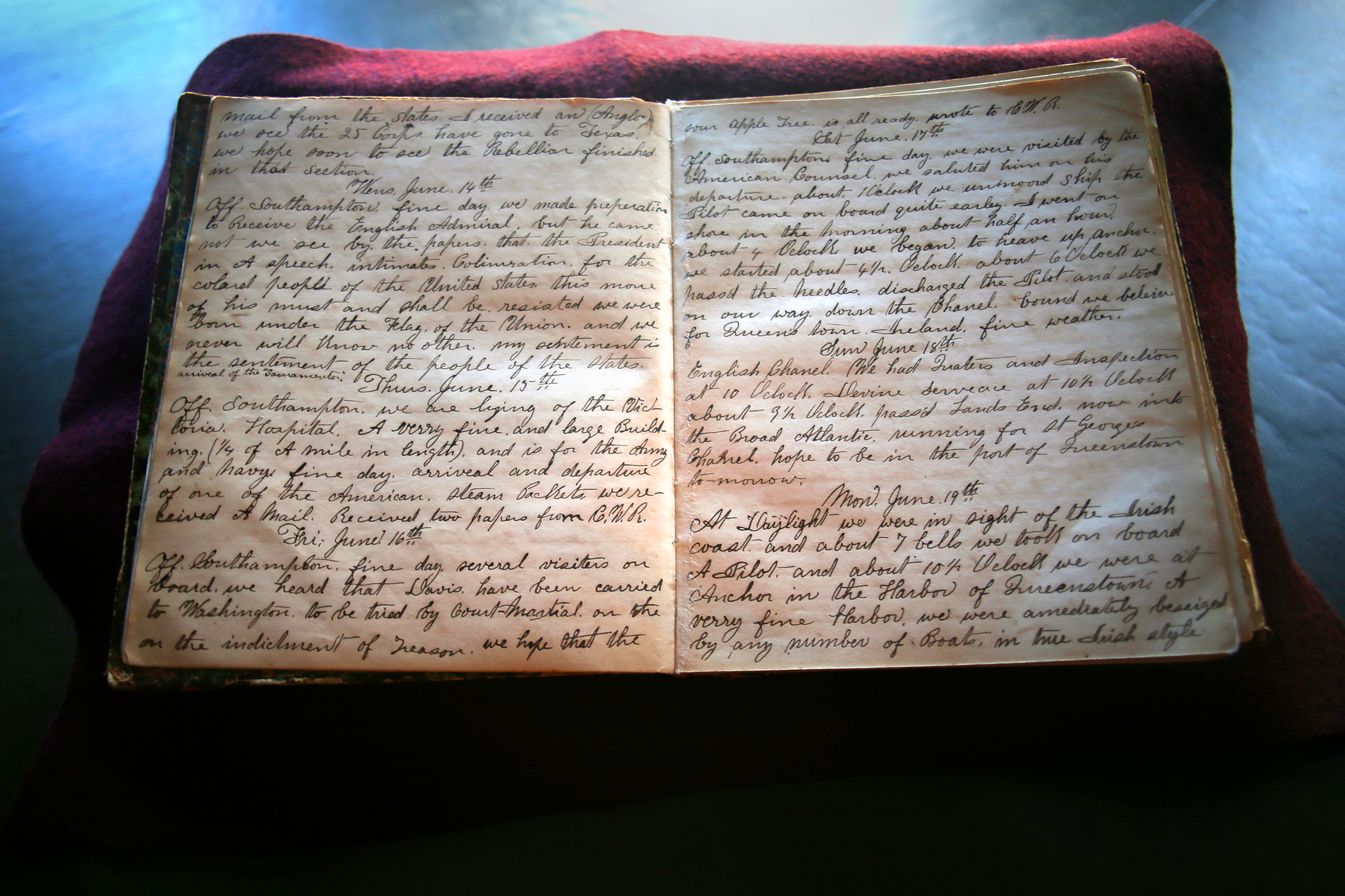 One of two volumes kept by W. B. Gould. After escaping slavery in the South during the Civil War, Gould began a diary when he enlisted in the Union Navy.