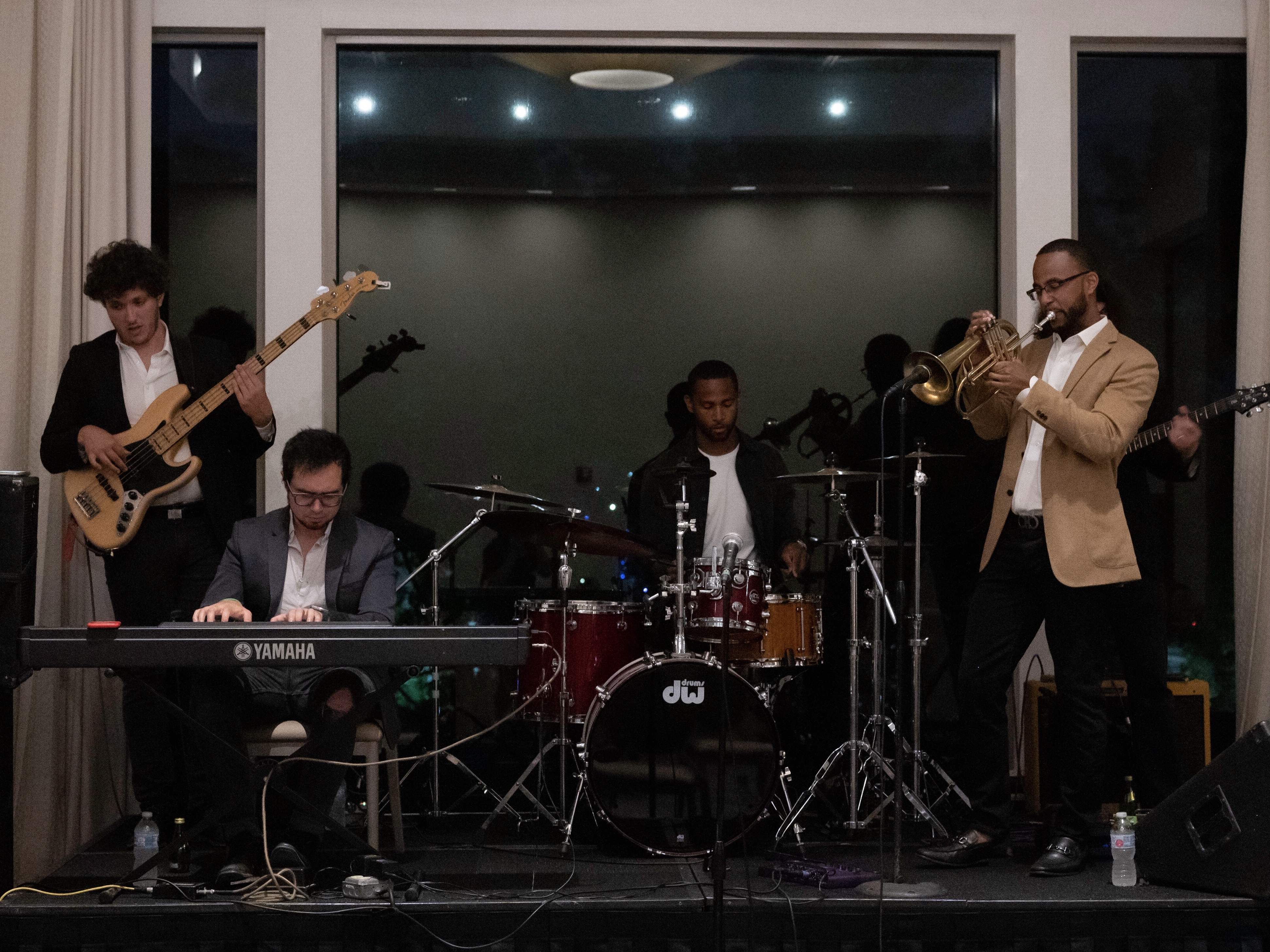 House of Bethel performs in Philadelphia. From left: Tim Khayat (bass), Jonathan Lovett (keyboard), Justin Bethel (drums), Gabriel Bethel (trumpet), Jonathan Knott (hidden, on guitar).