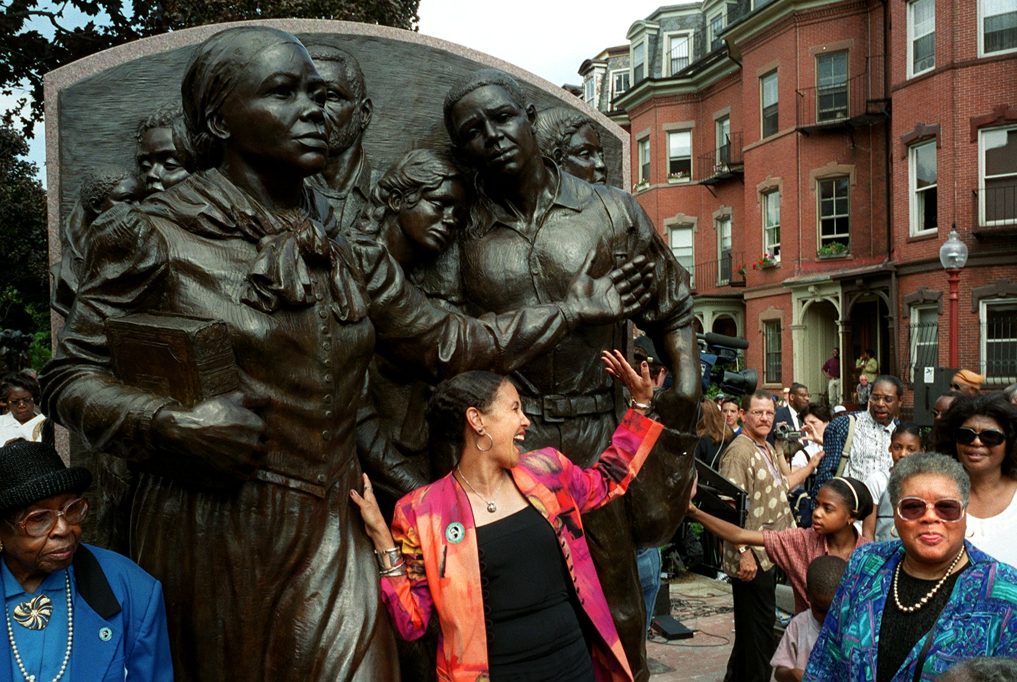 Ms. Cunningham-Terry, at the unveiling ceremony of her
Harriet Tubman sculpture in the South End.