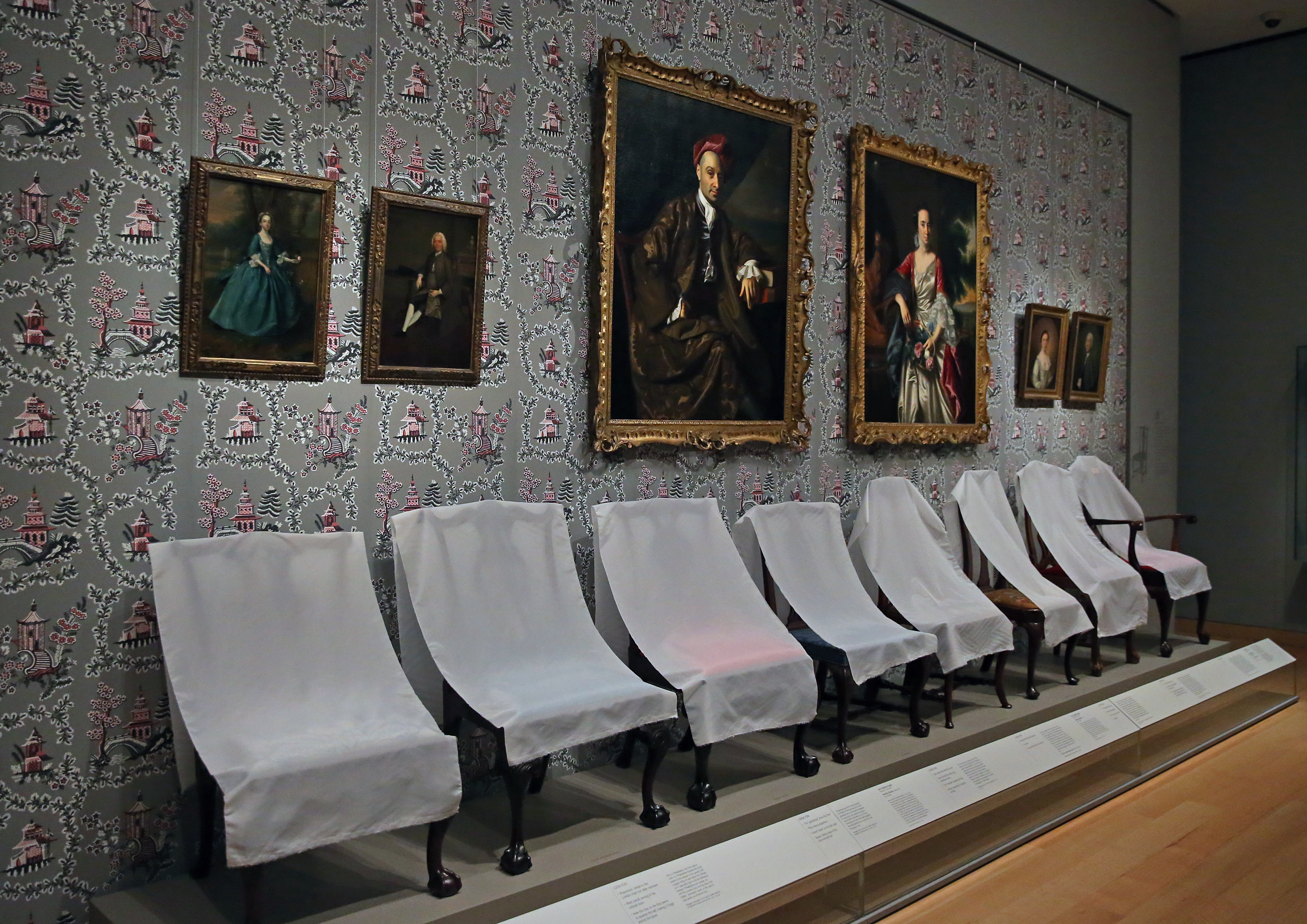 Protective covers will be removed soon from furniture displayed in the Art of the Americas Wing.