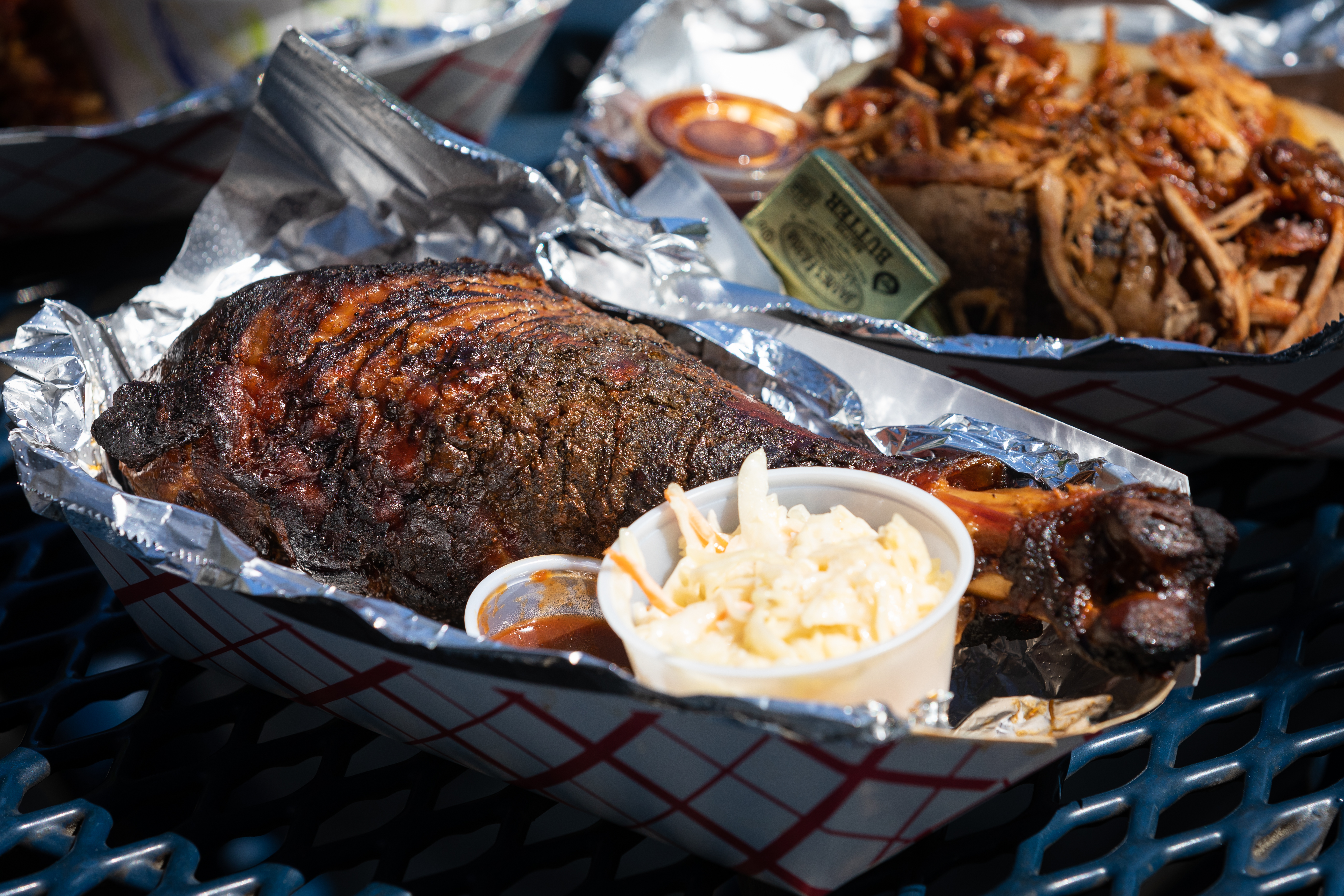A smoked turkey leg served at Larry J's BBQ Cafe.