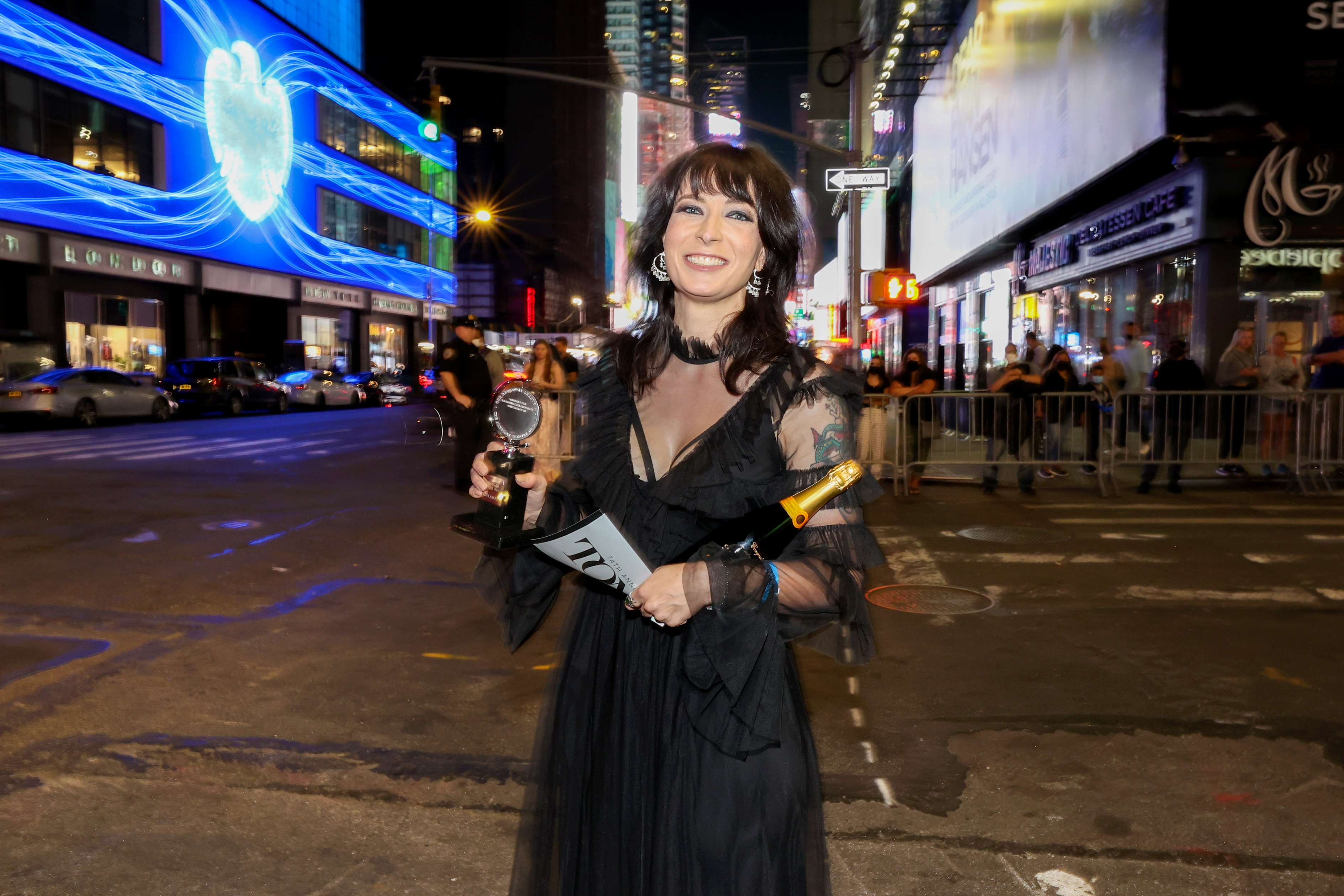 Diablo Cody, winner of the award for Best Book of a Musical for "Jagged Little Pill," posed outside during the 74th Annual Tony Awards at Winter Garden Theatre in New York City.