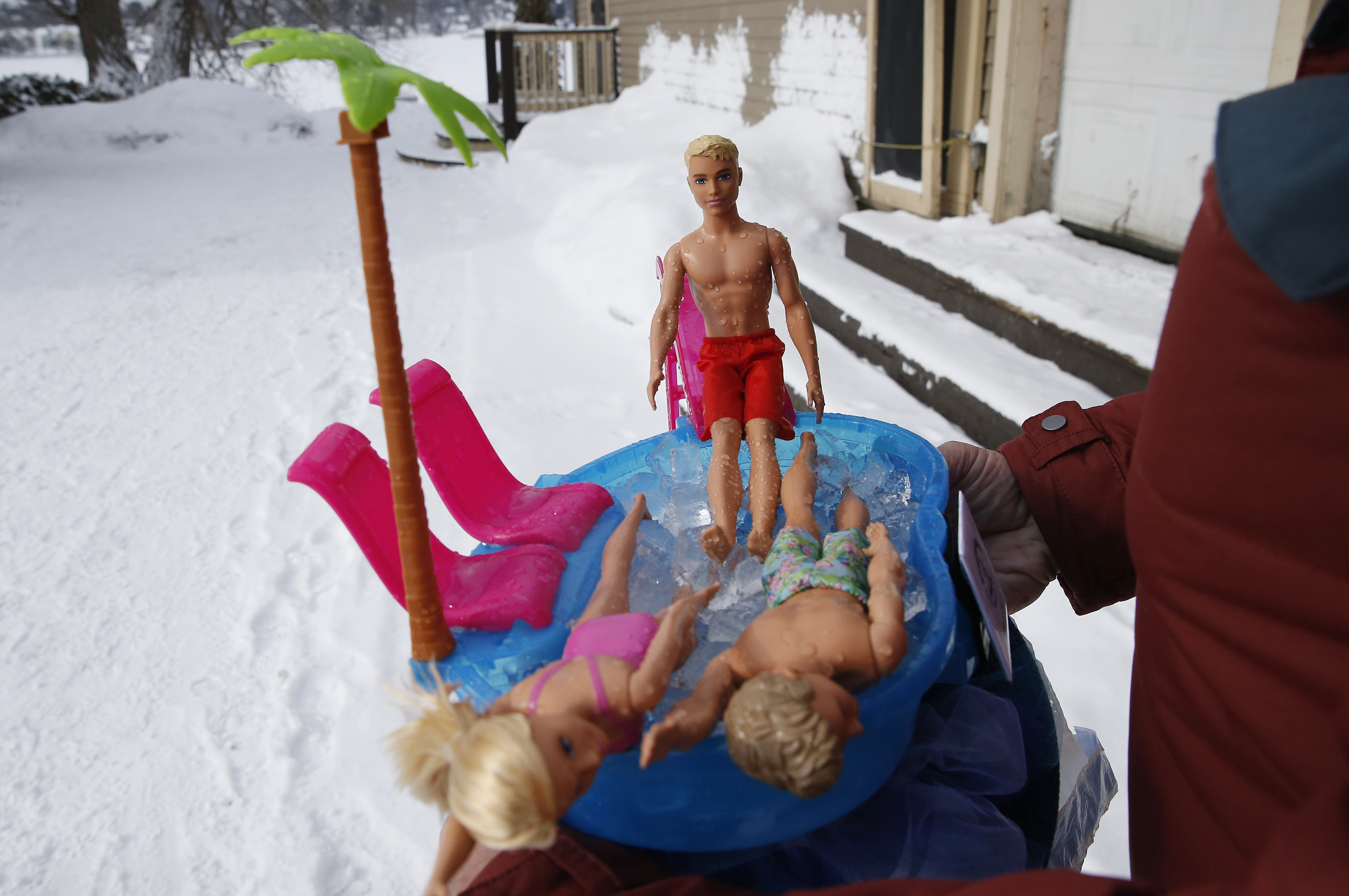 Barbie and Ken in an ice tub joined the festivities.