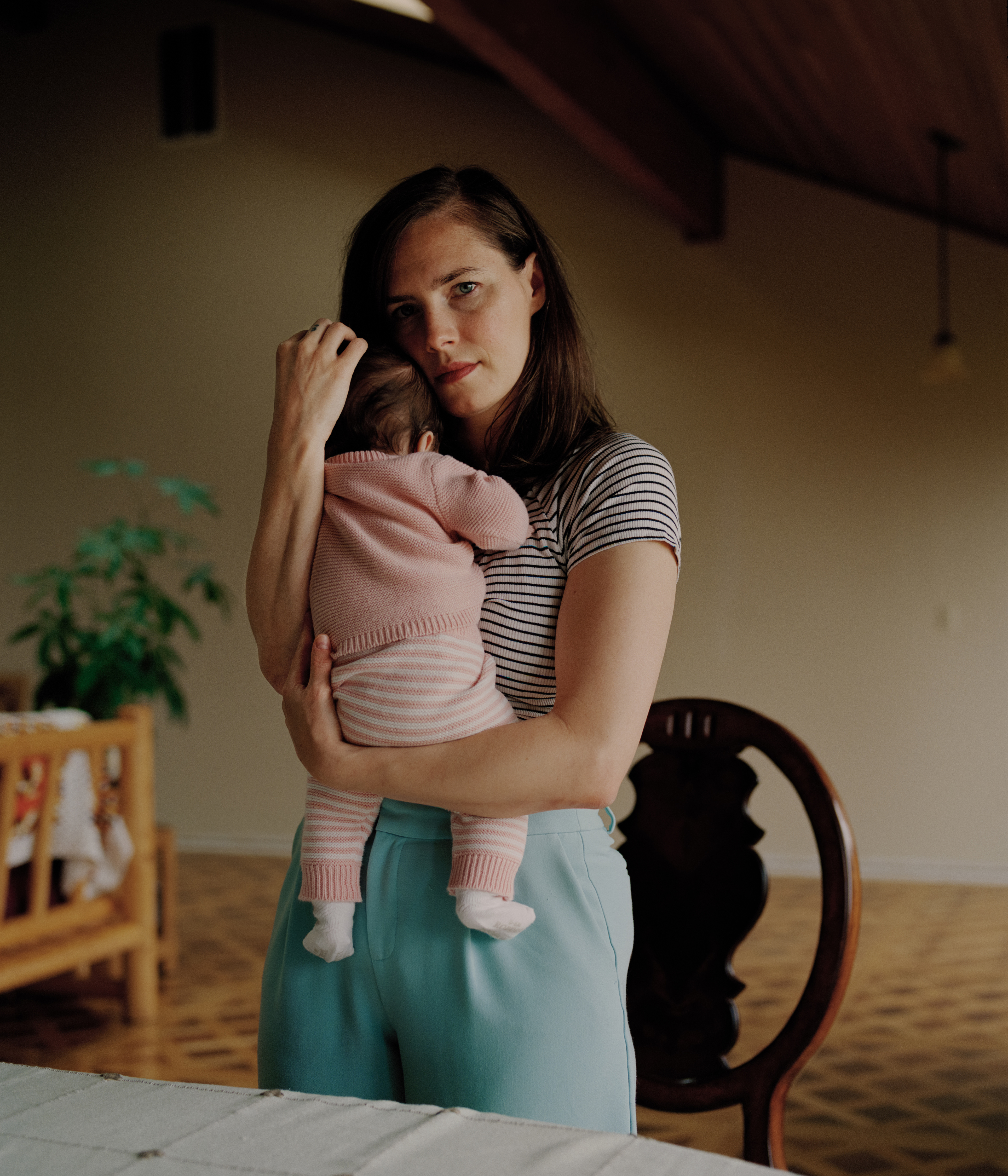 Amanda Knox with her daughter at her home in Washington state, Oct. 6, 2021.