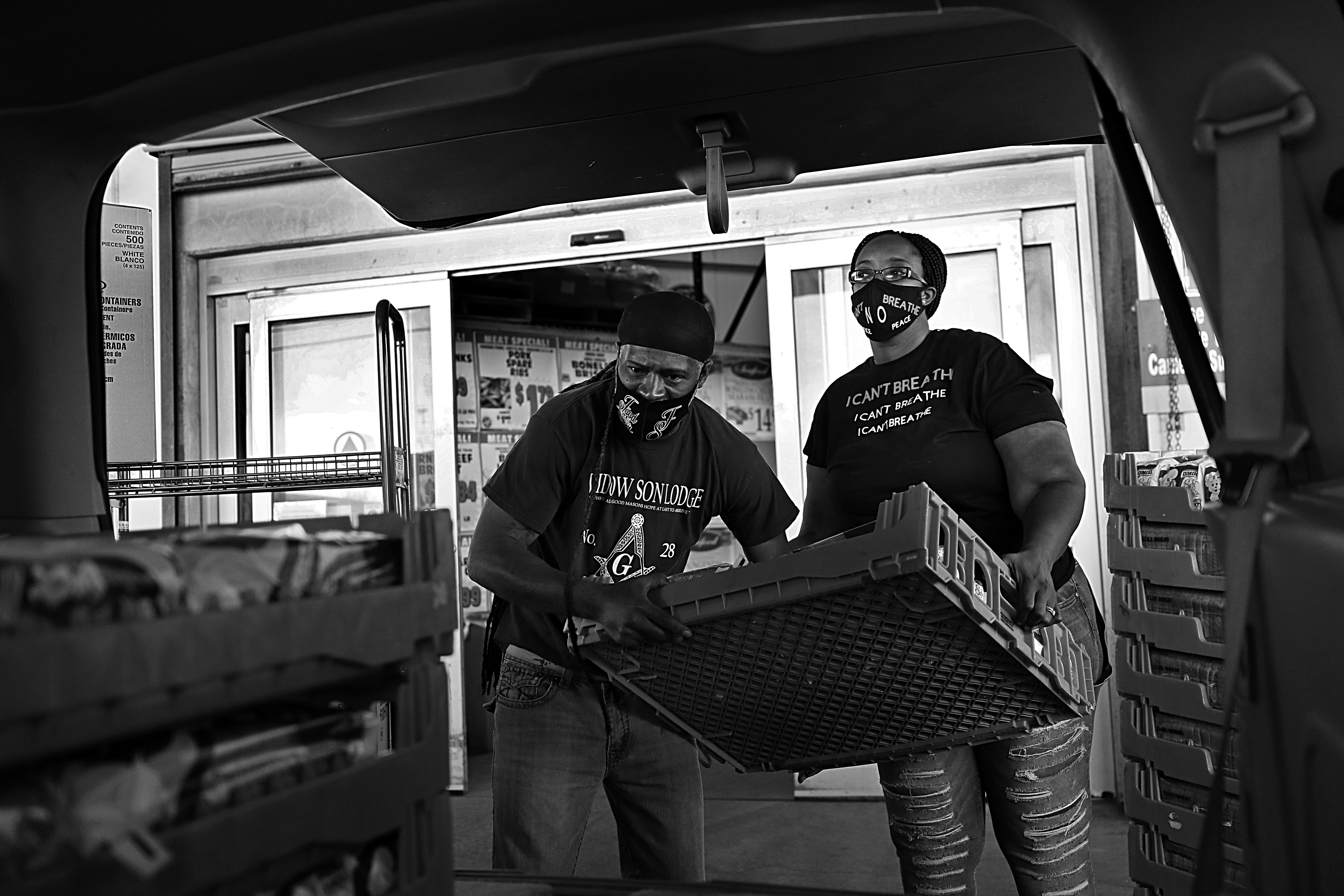 Singleton and Monica Cannon-Grant carried out supplies from their daily trip to Restaurant Depot for supplies.