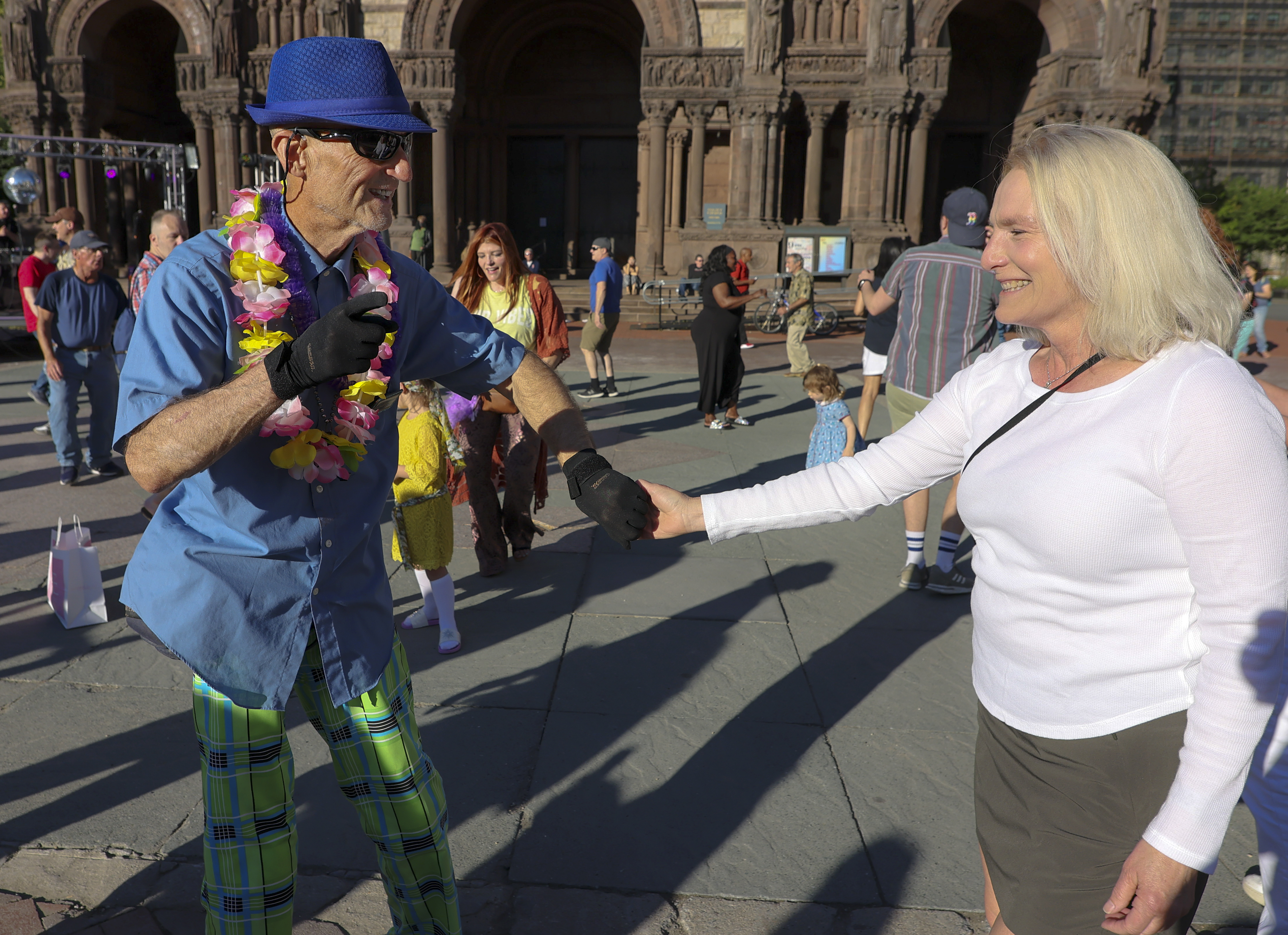 Judy Aanwal from Boston dancing with Tom Baird of Hyde Park danced during the 3-hour party that ran from 6 p.m. to 9 p.m.