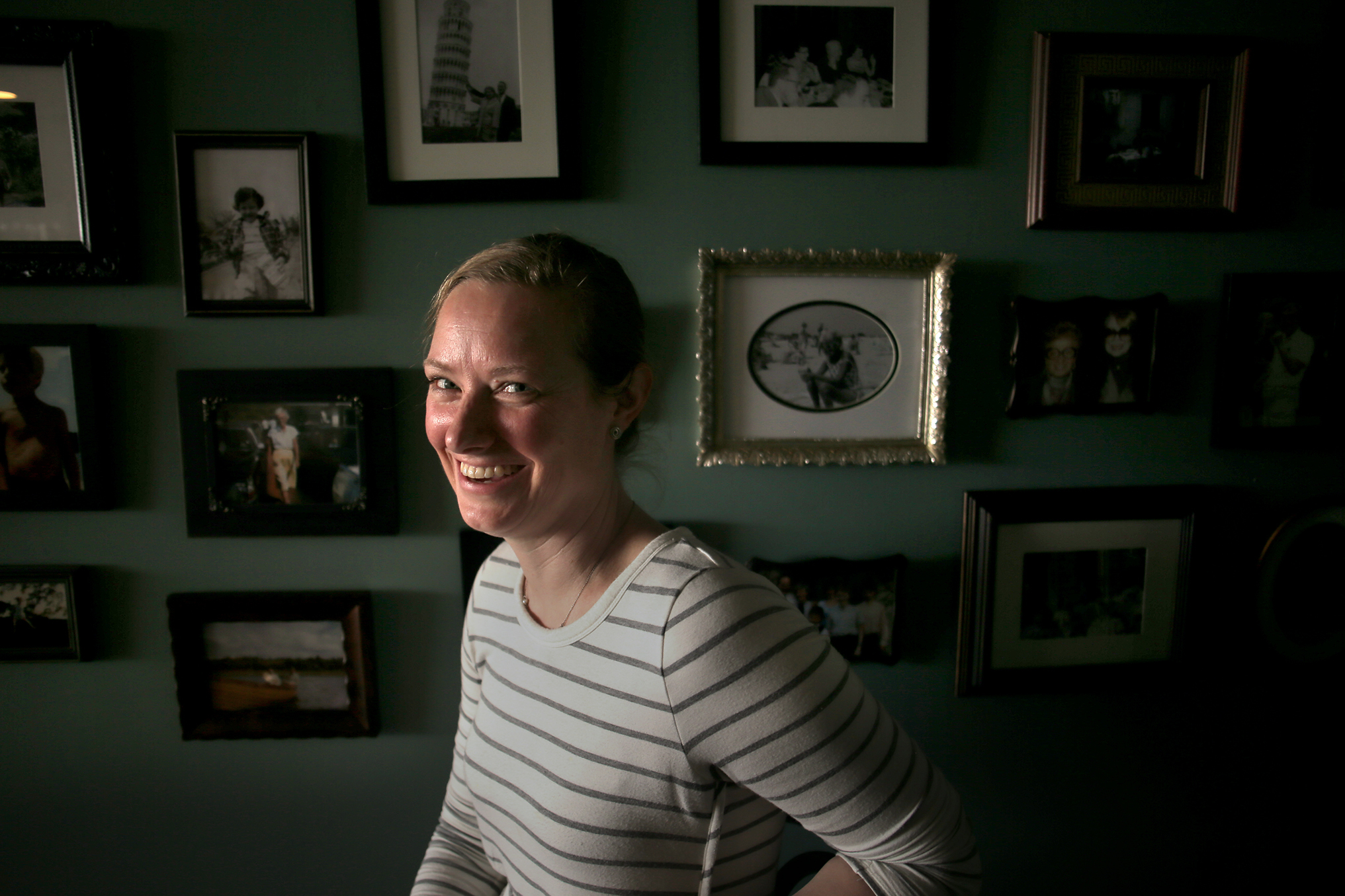 Co-owner Lydia Reichert at Jinny’s Pizzeria in Newton Centre.