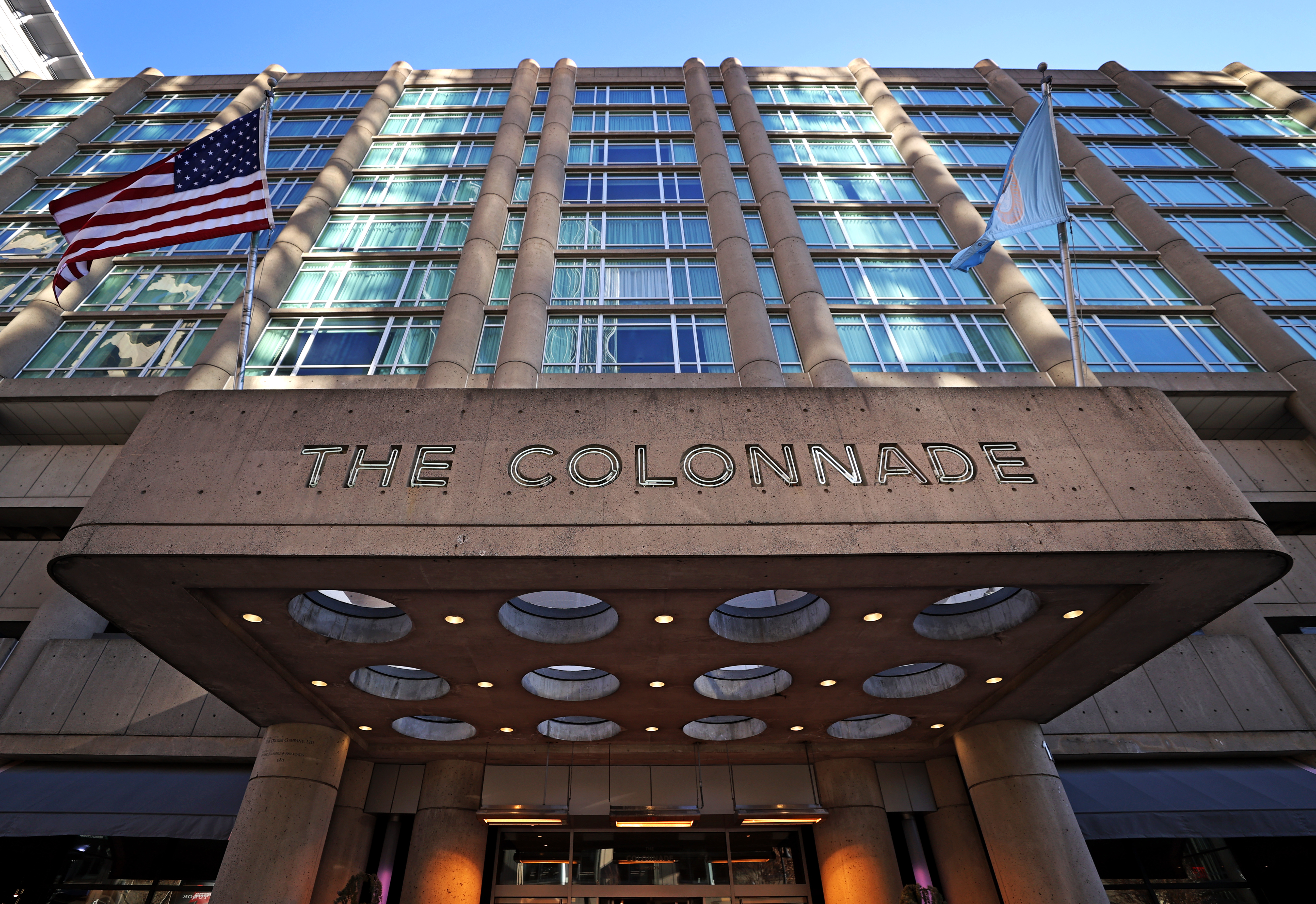 The entrance to the newly renovated Colonnade Hotel. 