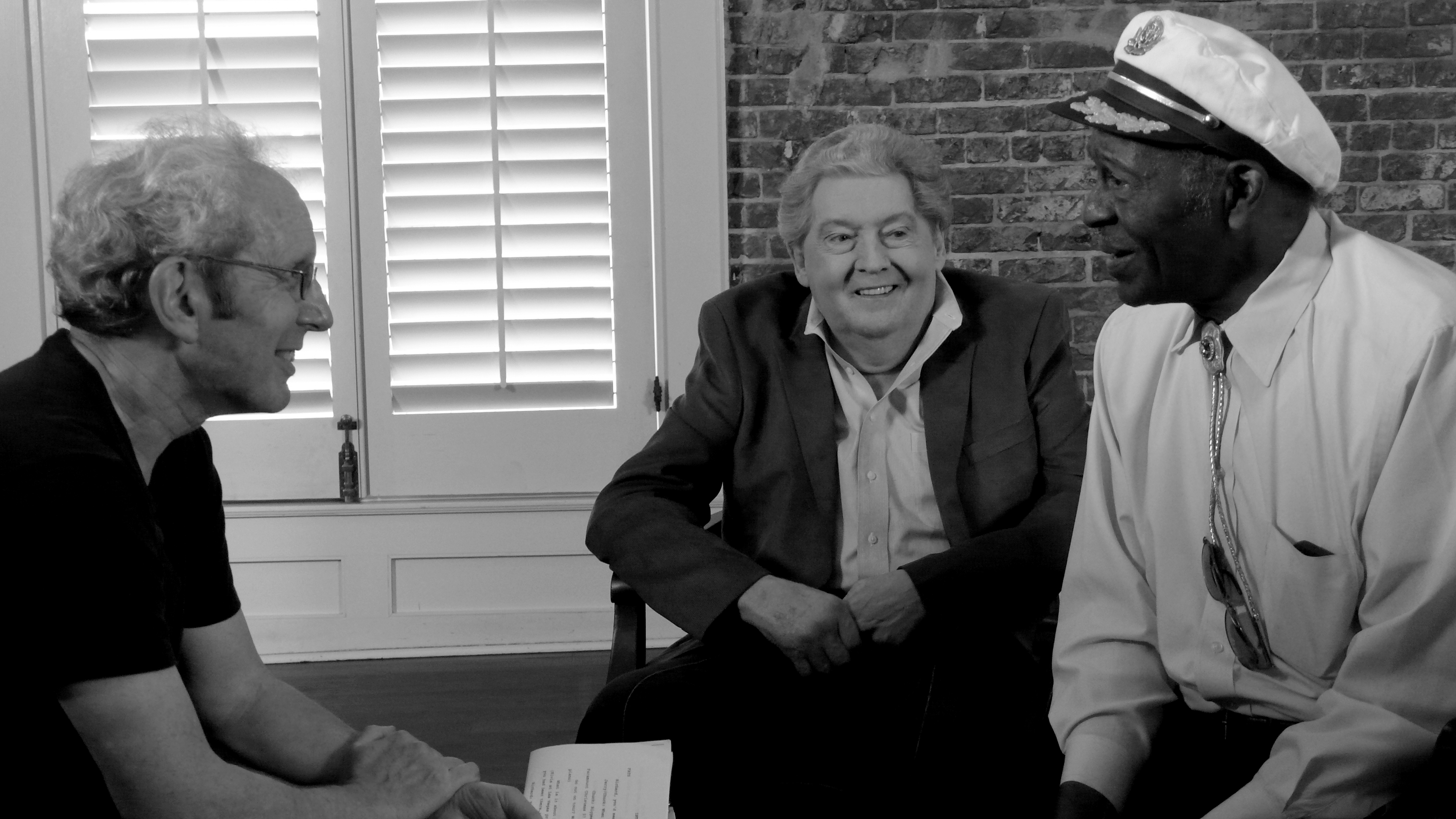 Author Peter Guralnick (left) with Jerry Lee Lewis and Chuck Berry.