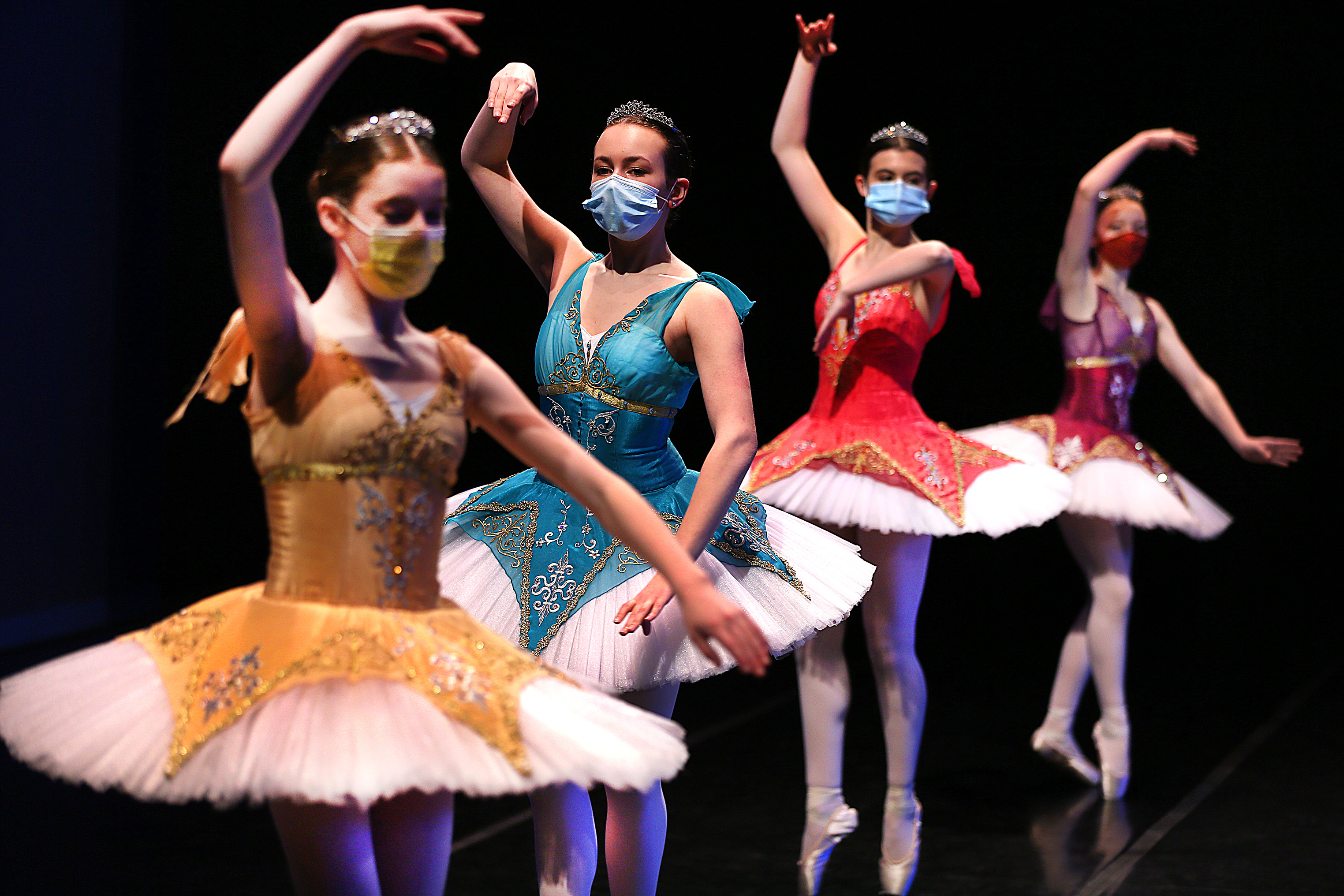 Dancers from the Greenwich Ballet Academy in Greenwich, Conn., rehearse their dance before they performed in the Ensemble Competition of the Youth America Grand Prix.