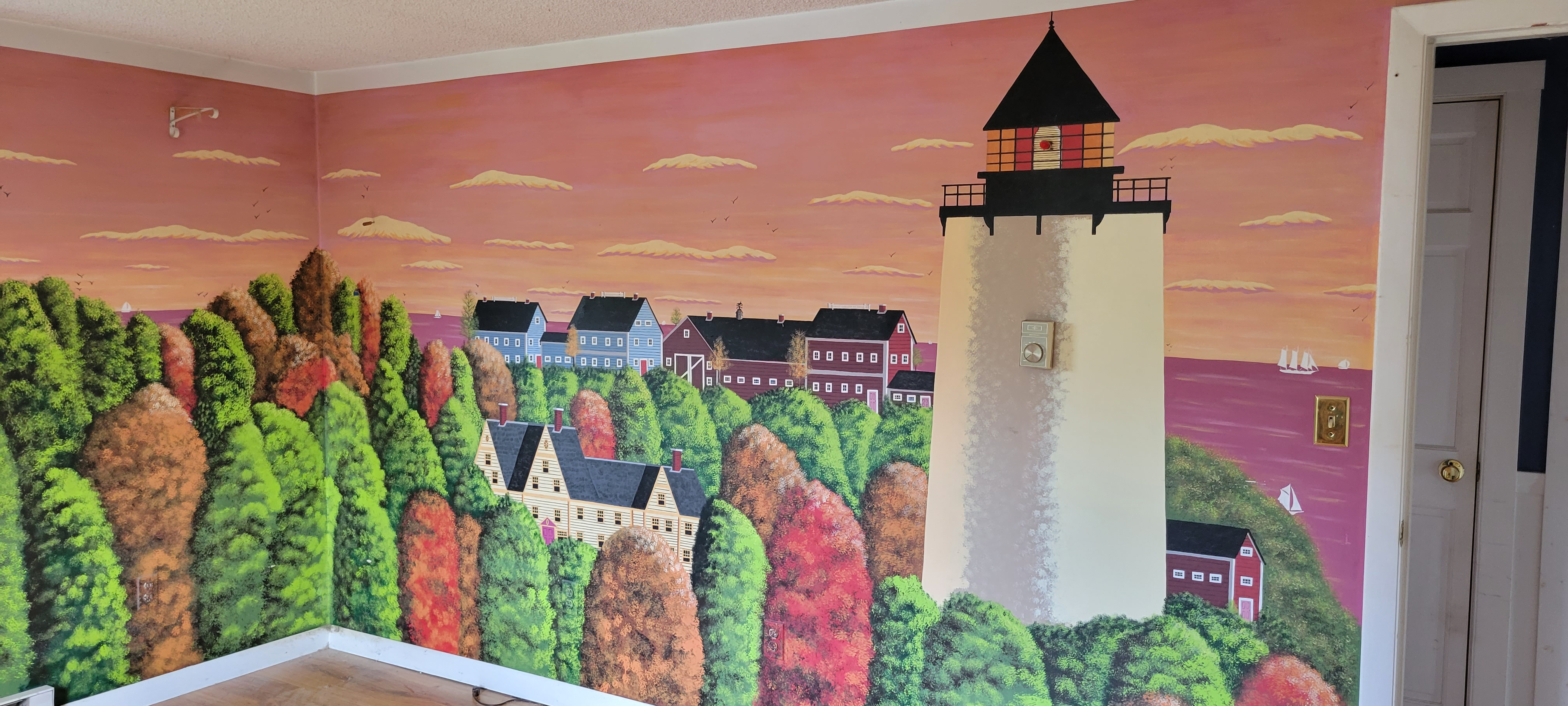 A mural found painted on the walls of a home in Stockton Springs, Maine. 