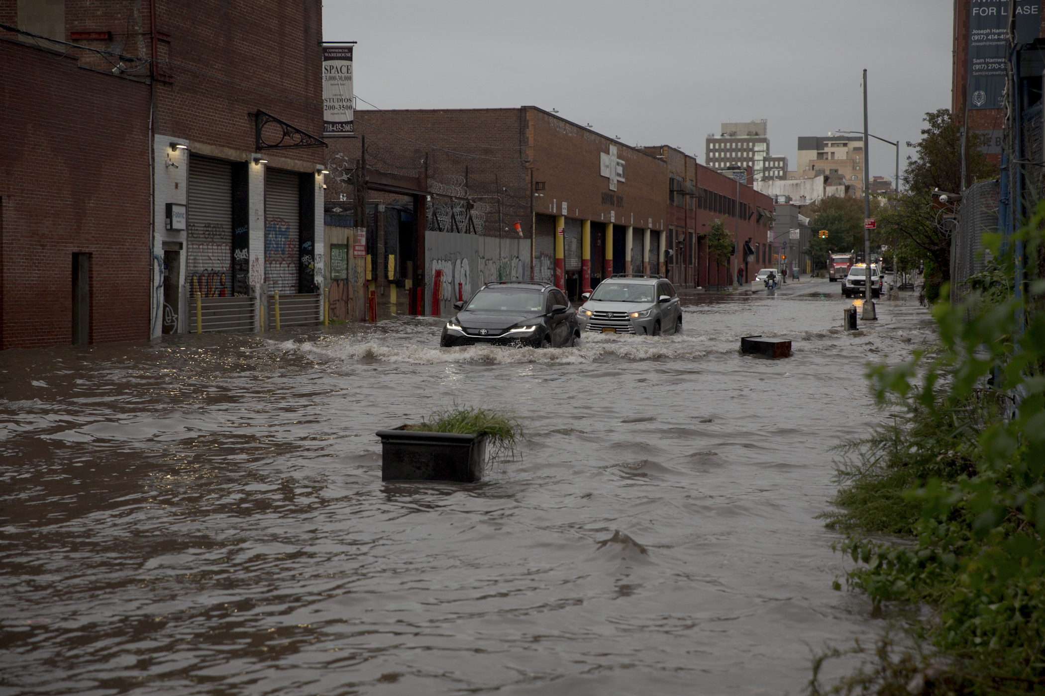 Flooding in New York City. The picture on the left is Central