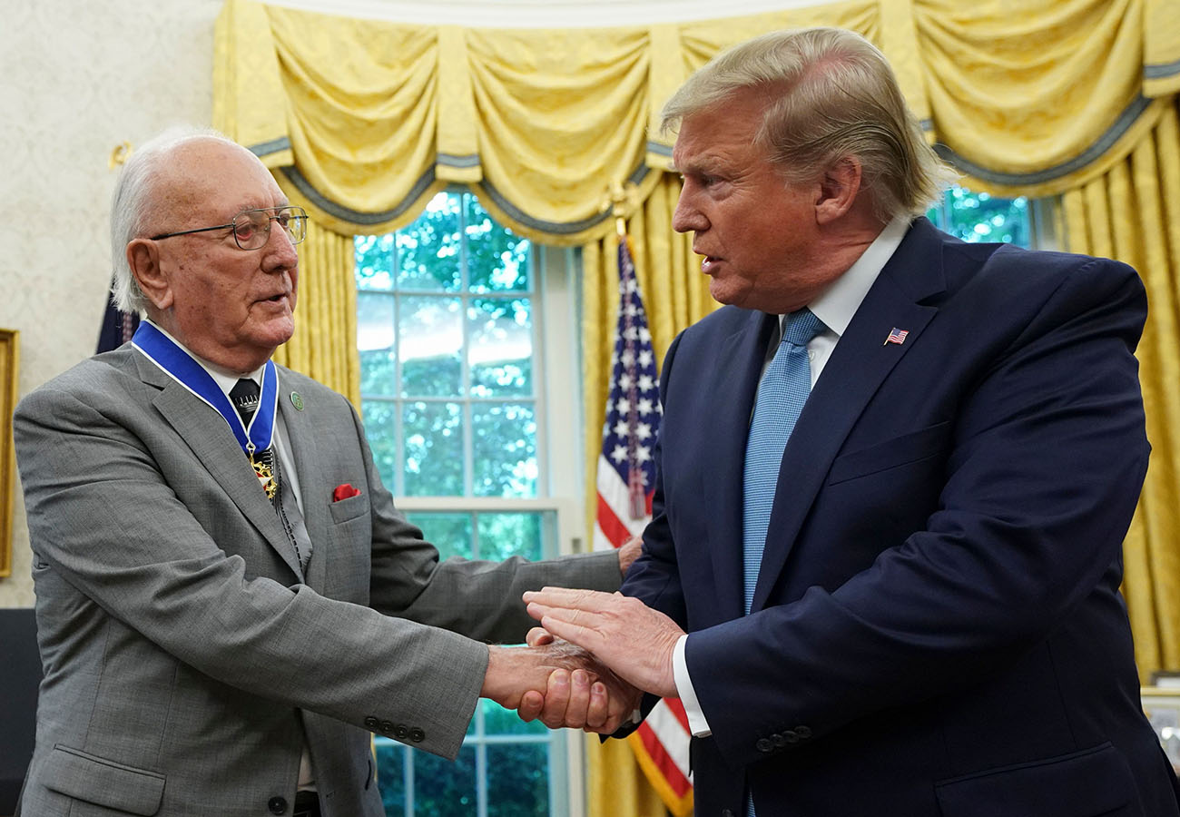 Celtics legend Bob Cousy accepted the Presidential Medal of Freedom from Donald Trump in August 2019.