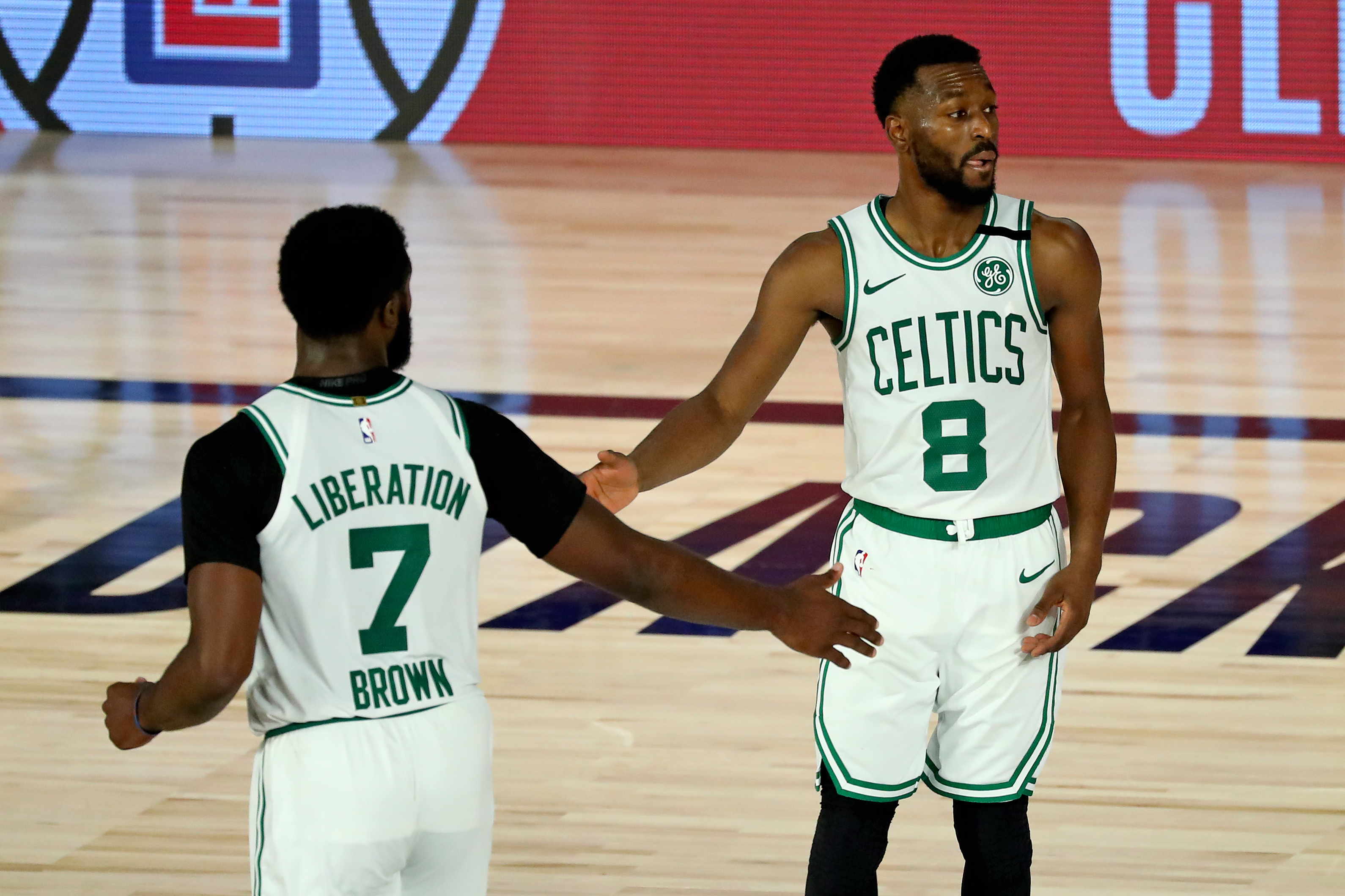 Kemba Walker and Jaylen Brown are happy to be moving to the second round.