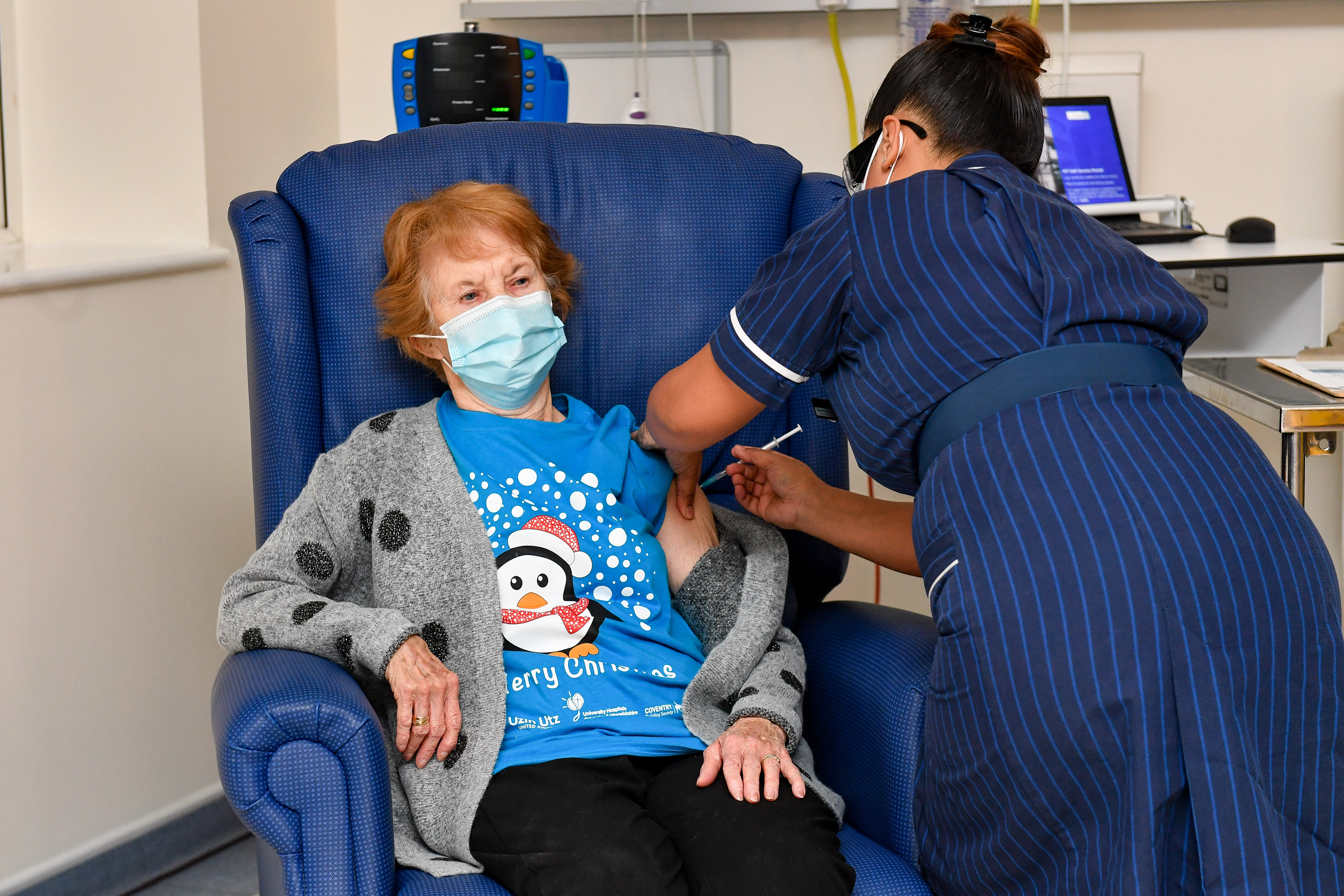 Margaret Keenan, 90, became the first patient in the United Kingdom to receive the vaccine.