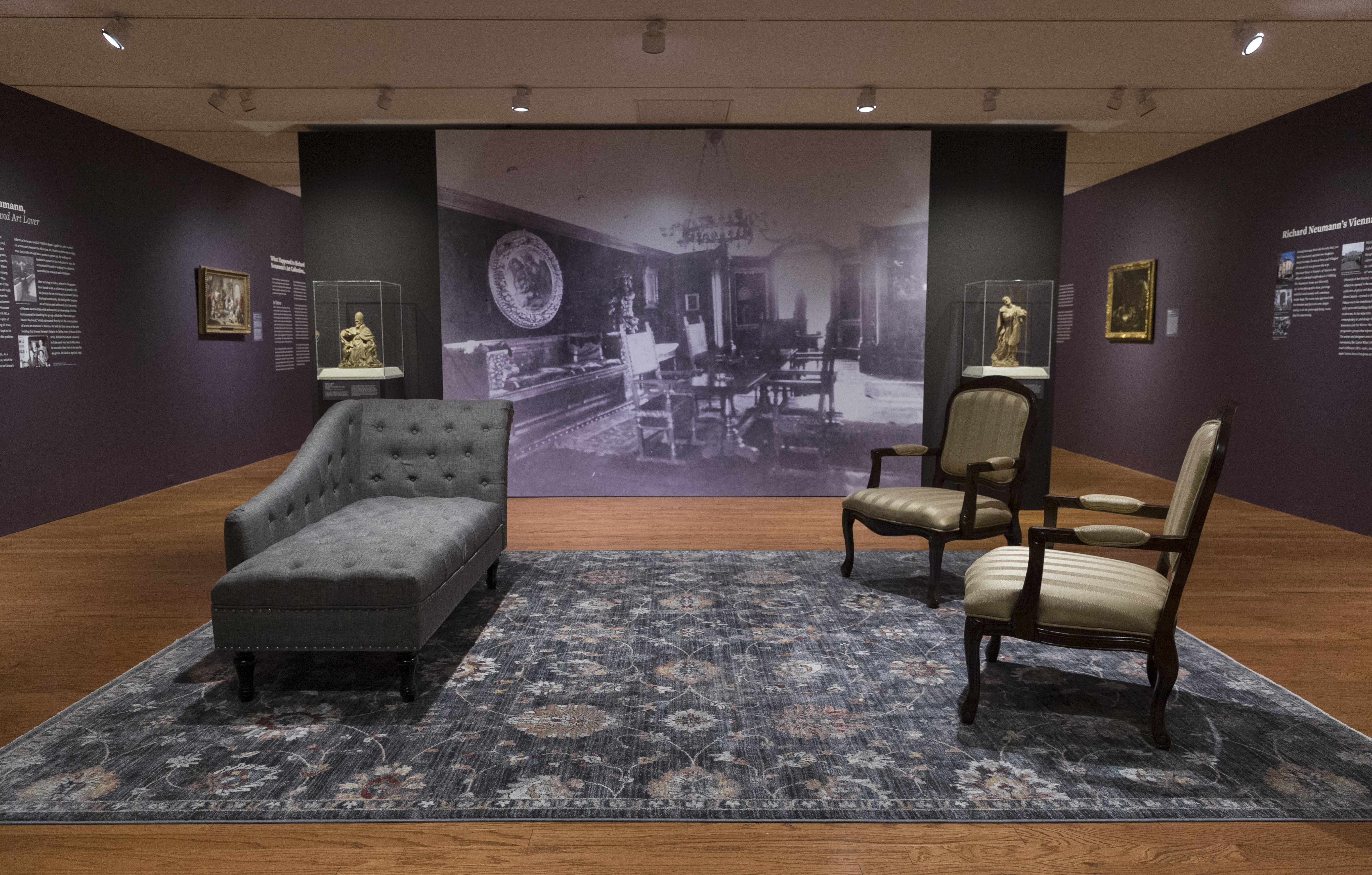 A photo of Richard Neumann's opulent salon hangs at Worcester Art Museum.