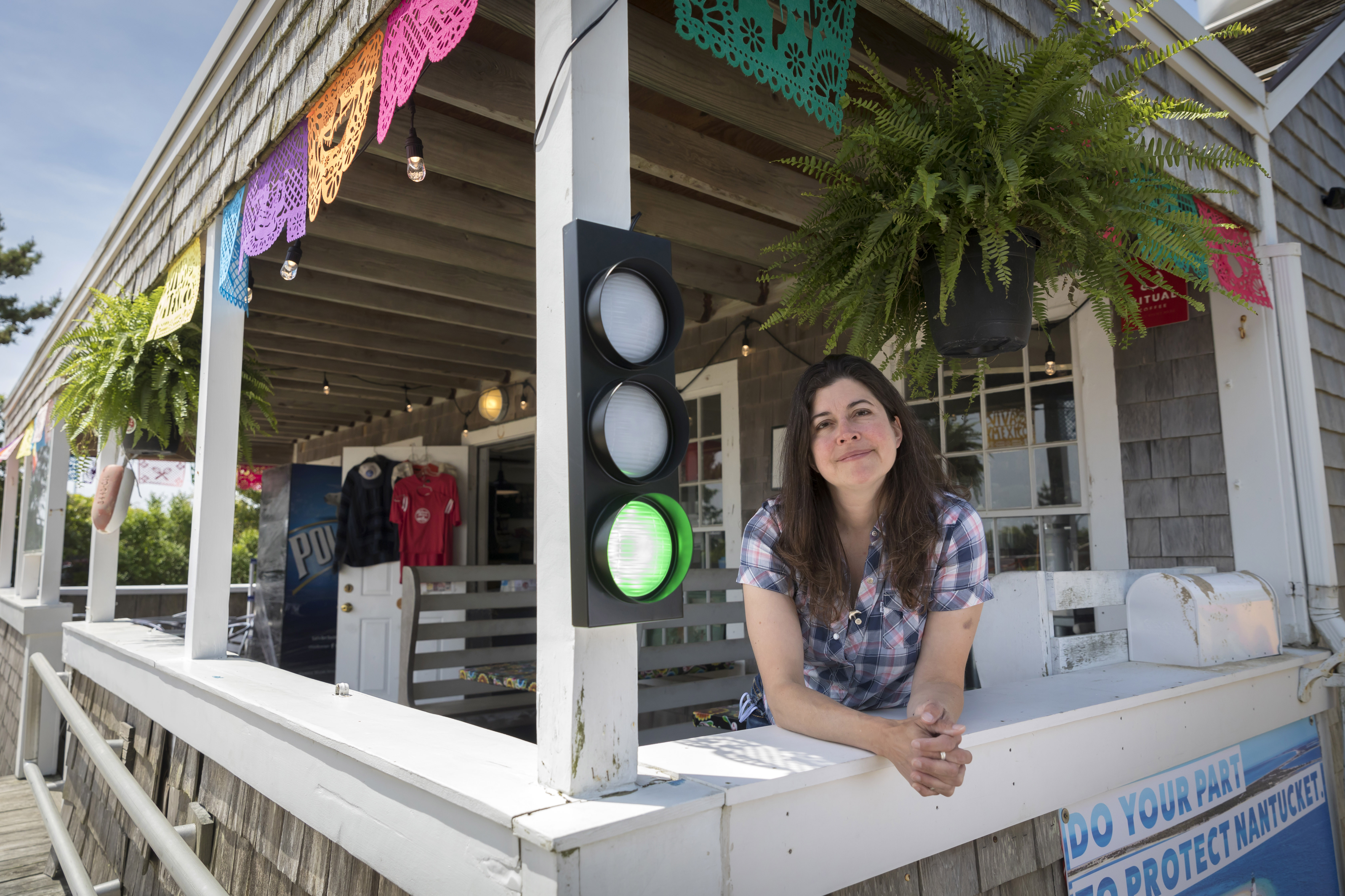 Rebecca Chapa at her Nantucket restaurant, “The Hungry Minnow.”
