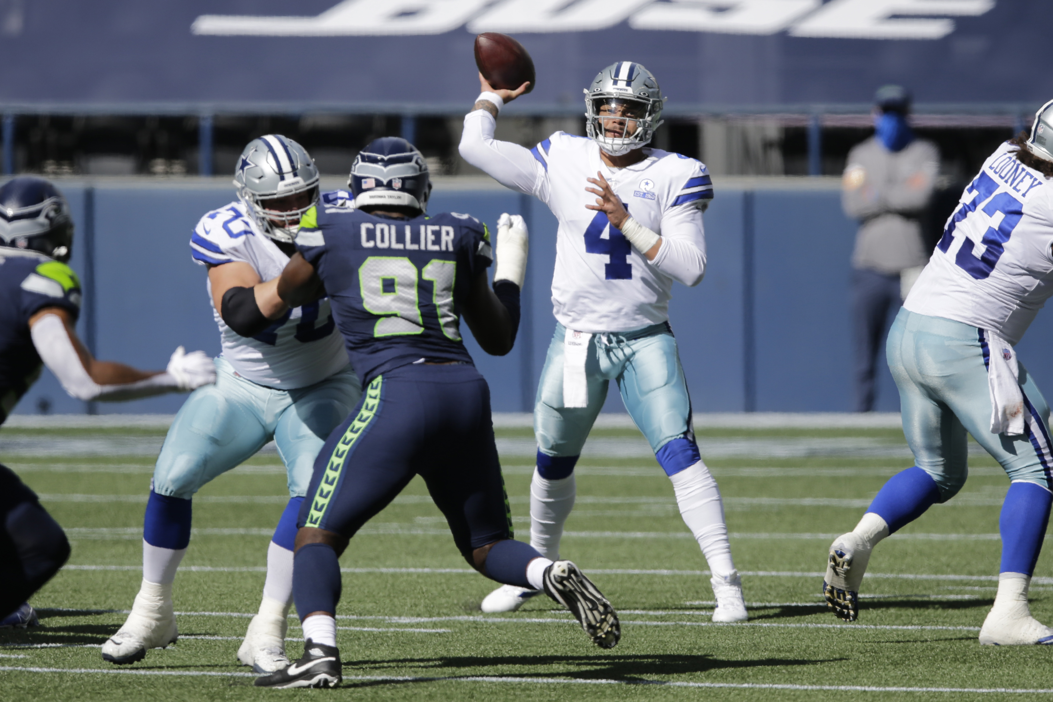 Cowboys quarterback Dak Prescott leads the NFL in passing yards with 1,188.