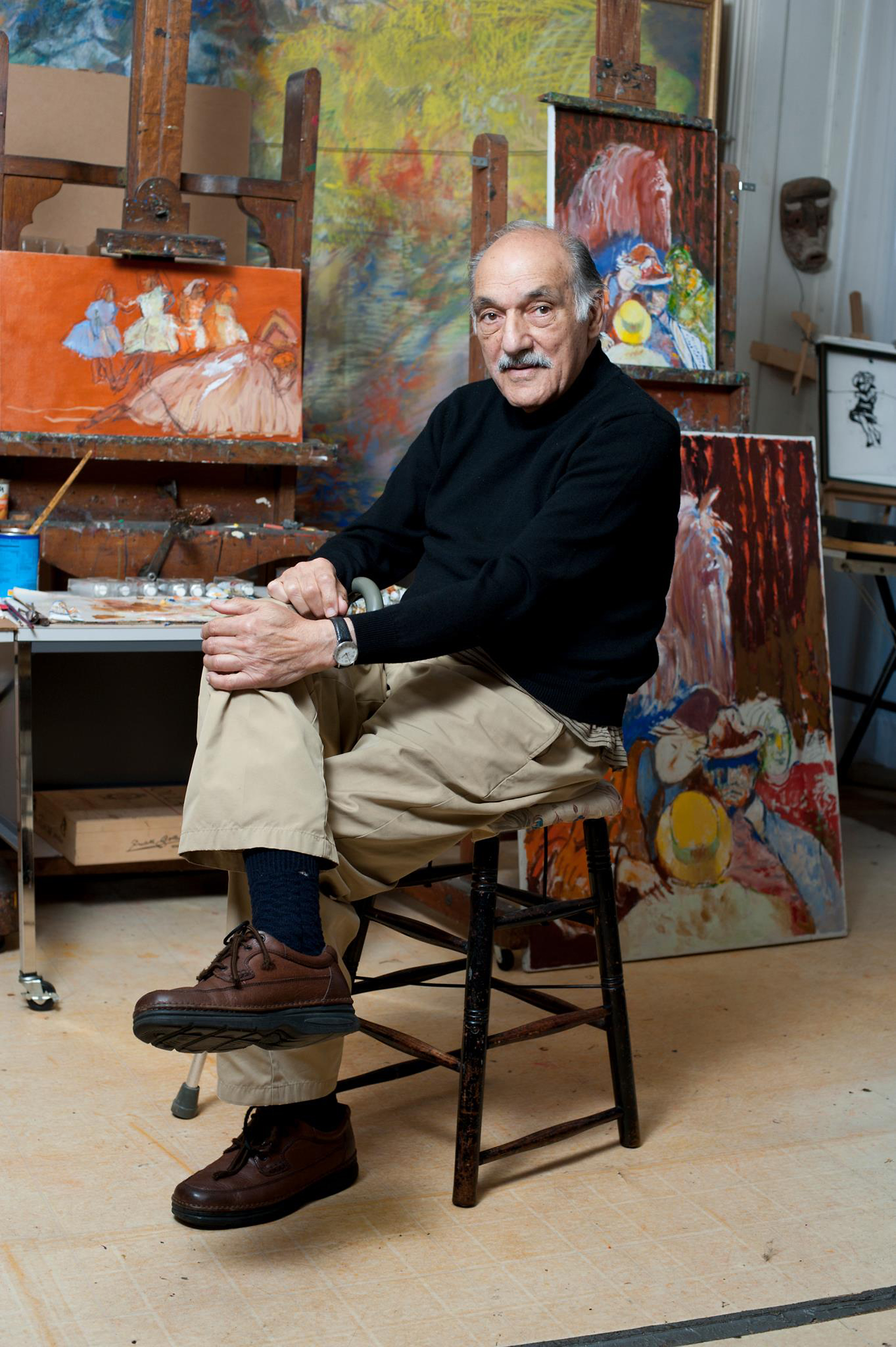 Steven Trefonides in the studio of his Brookline Village home in 2004. (Tony Rinaldo)