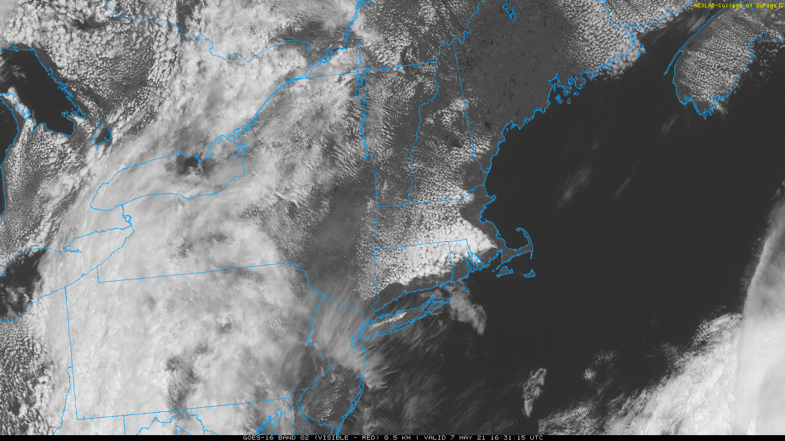 Thicker clouds over Pennsylvania will arrive in New England Saturday.