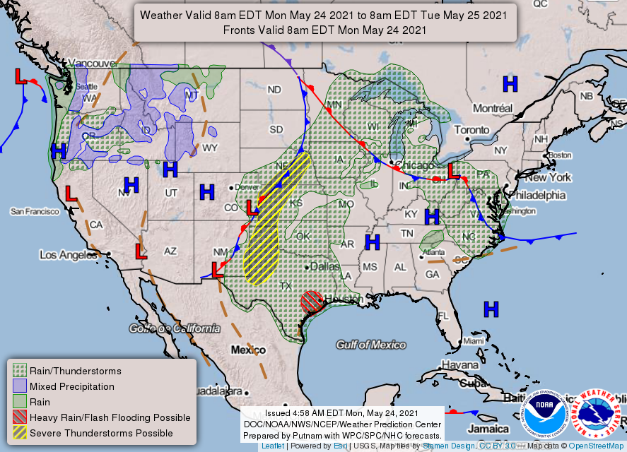 High pressure will move in midweek.