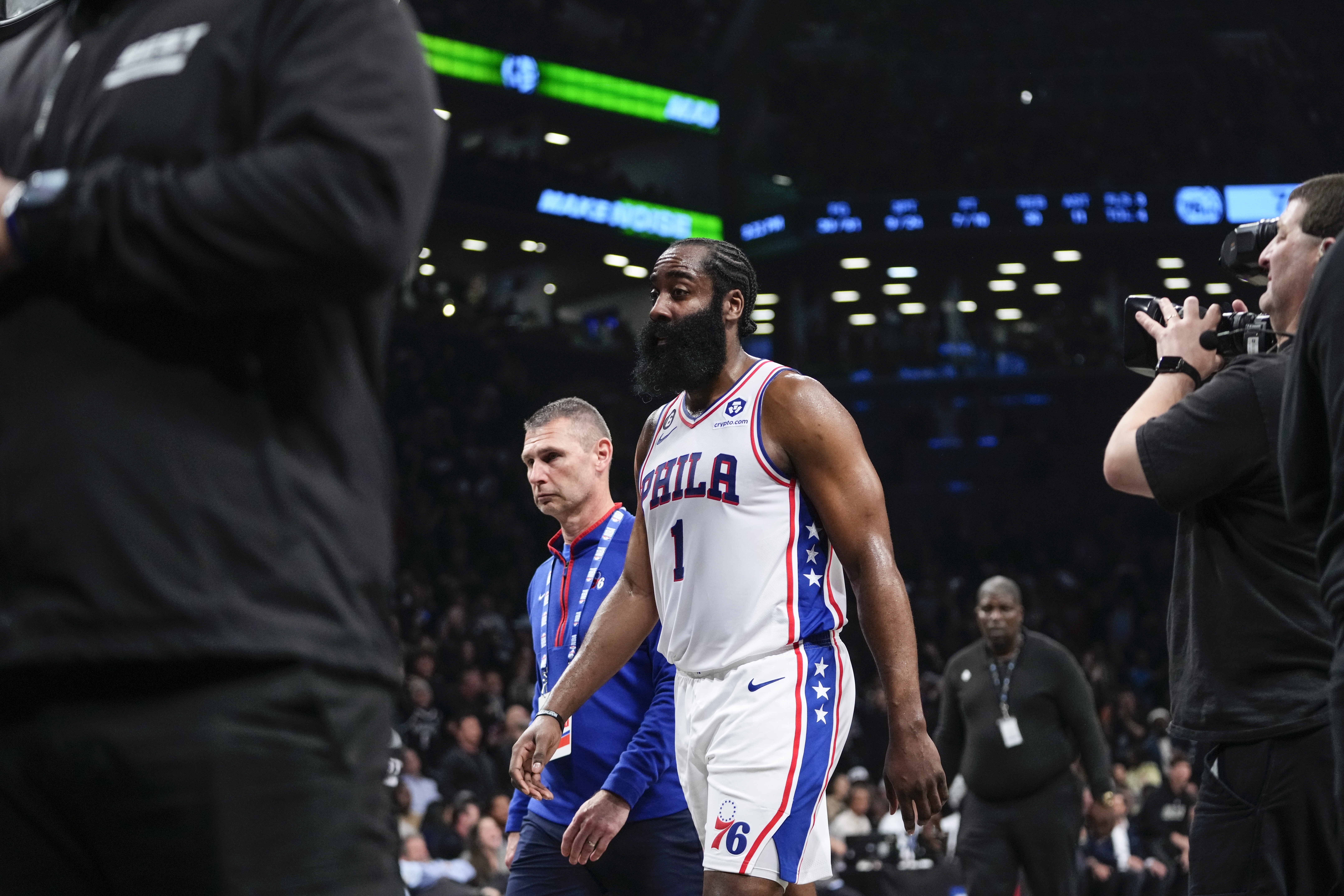 James Harden tossed, Joel Embiid almost thrown out as 76ers push Nets to  brink - The Boston Globe