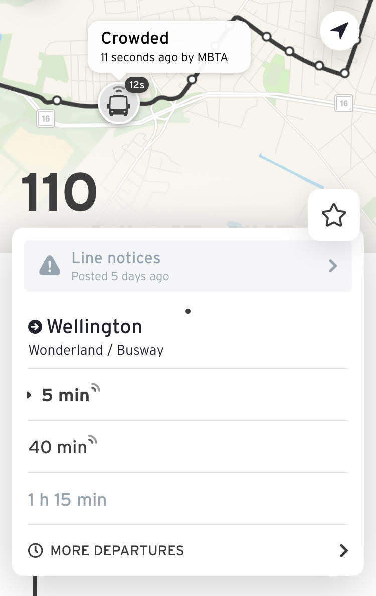 Crowding information is now displayed for some bus routes on the MBTA's website and the smartphone app Transit.