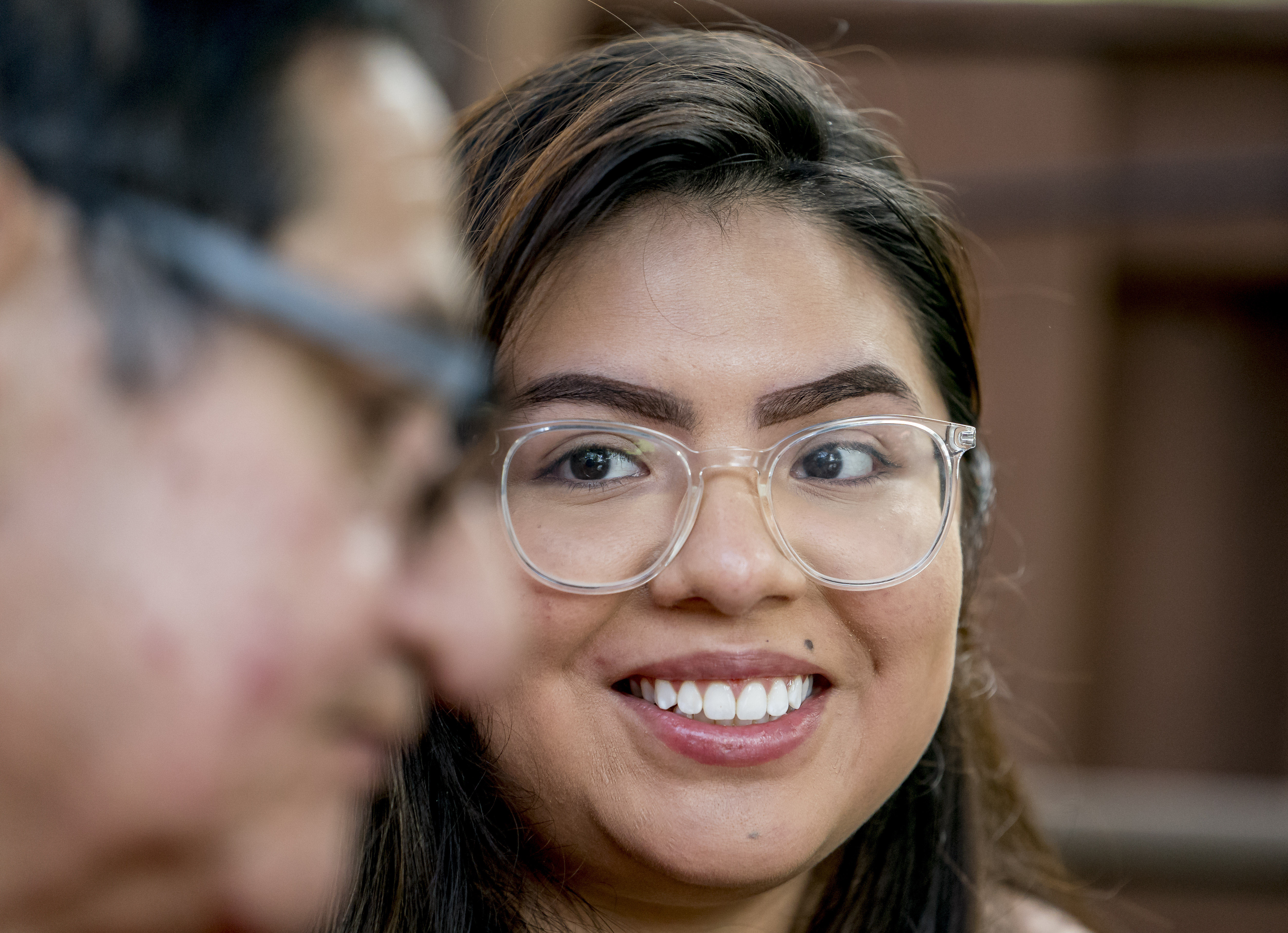 Luz Chavez talked with her father after one of her Zoom meetings.