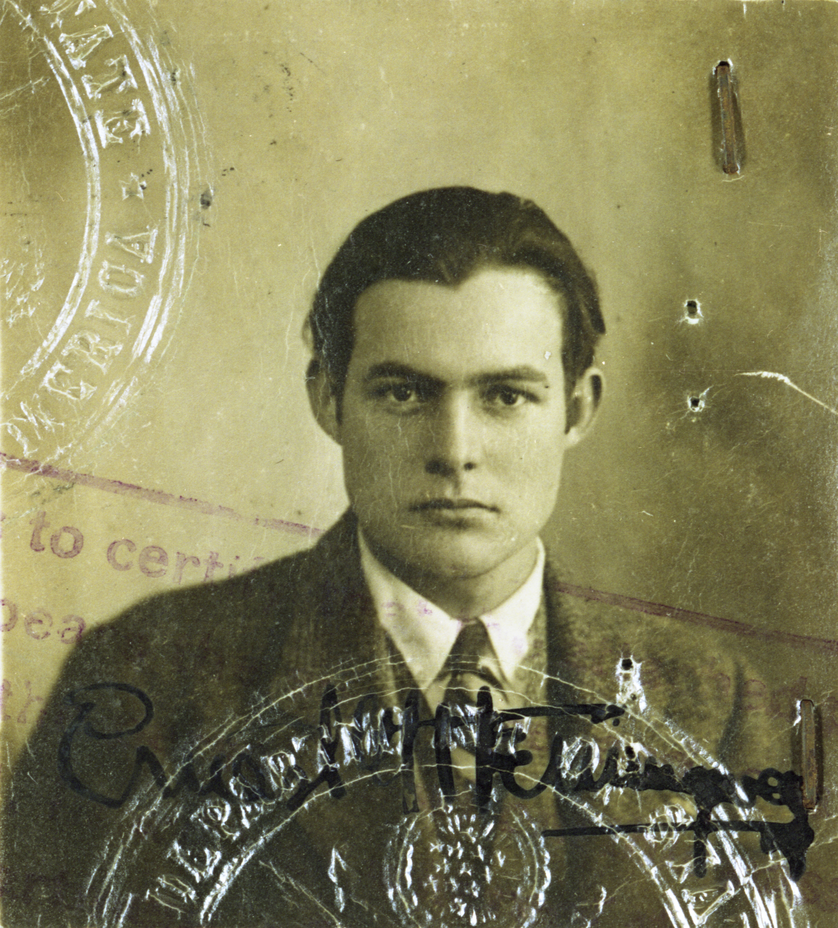 Ernest Hemingway's passport from the 1920s, from the Hemingway archives at the John F. Kennedy Presidential Library and Museum.