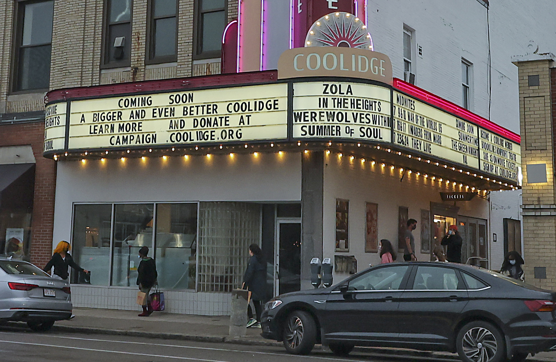 People gathered for movies Thursday night at the Coolidge Corner Theater.