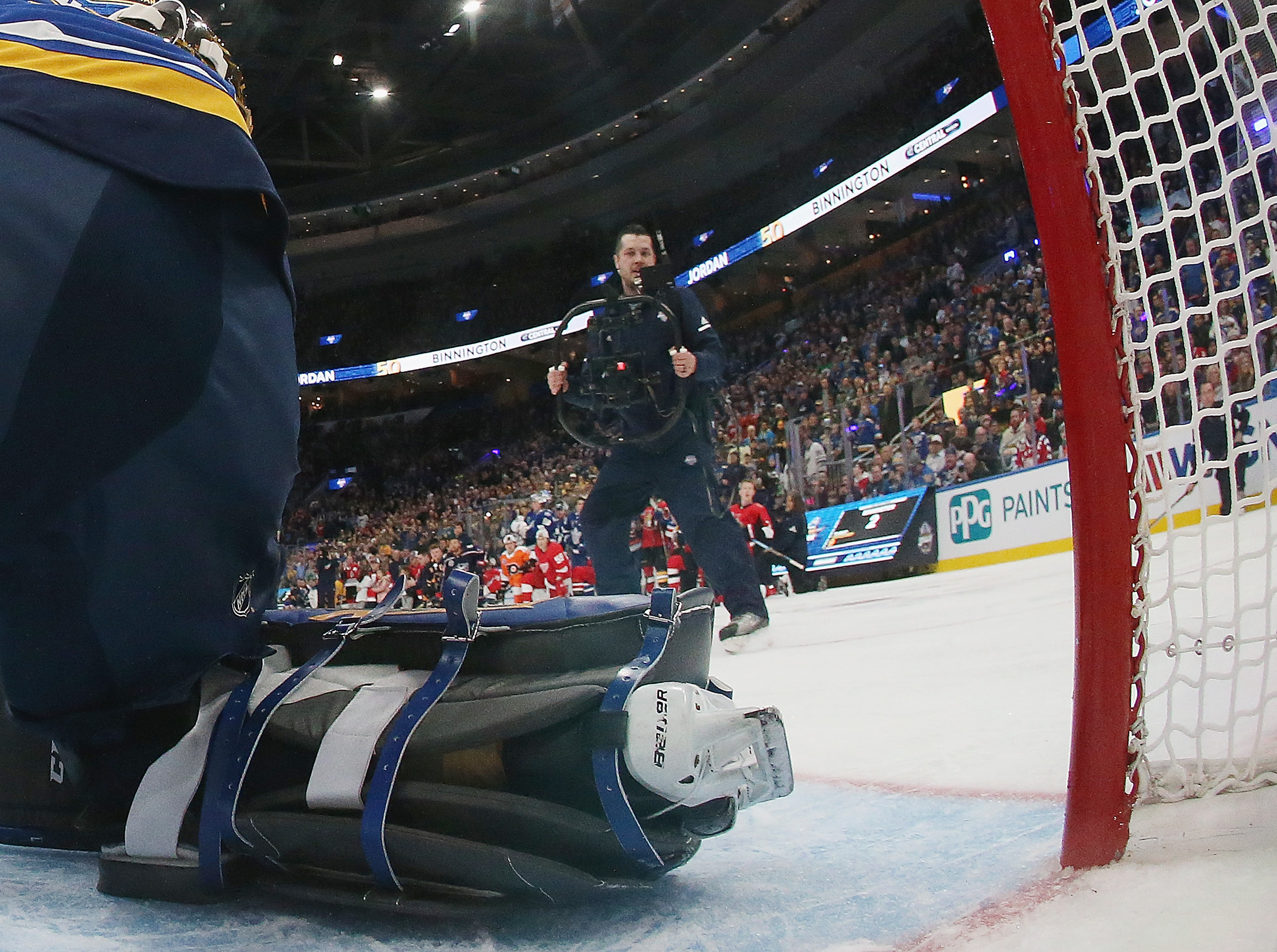 Cameraman Zac Laszuk worked the 2020 NHL All-Star Skills competition at the Enterprise Center on January 24.