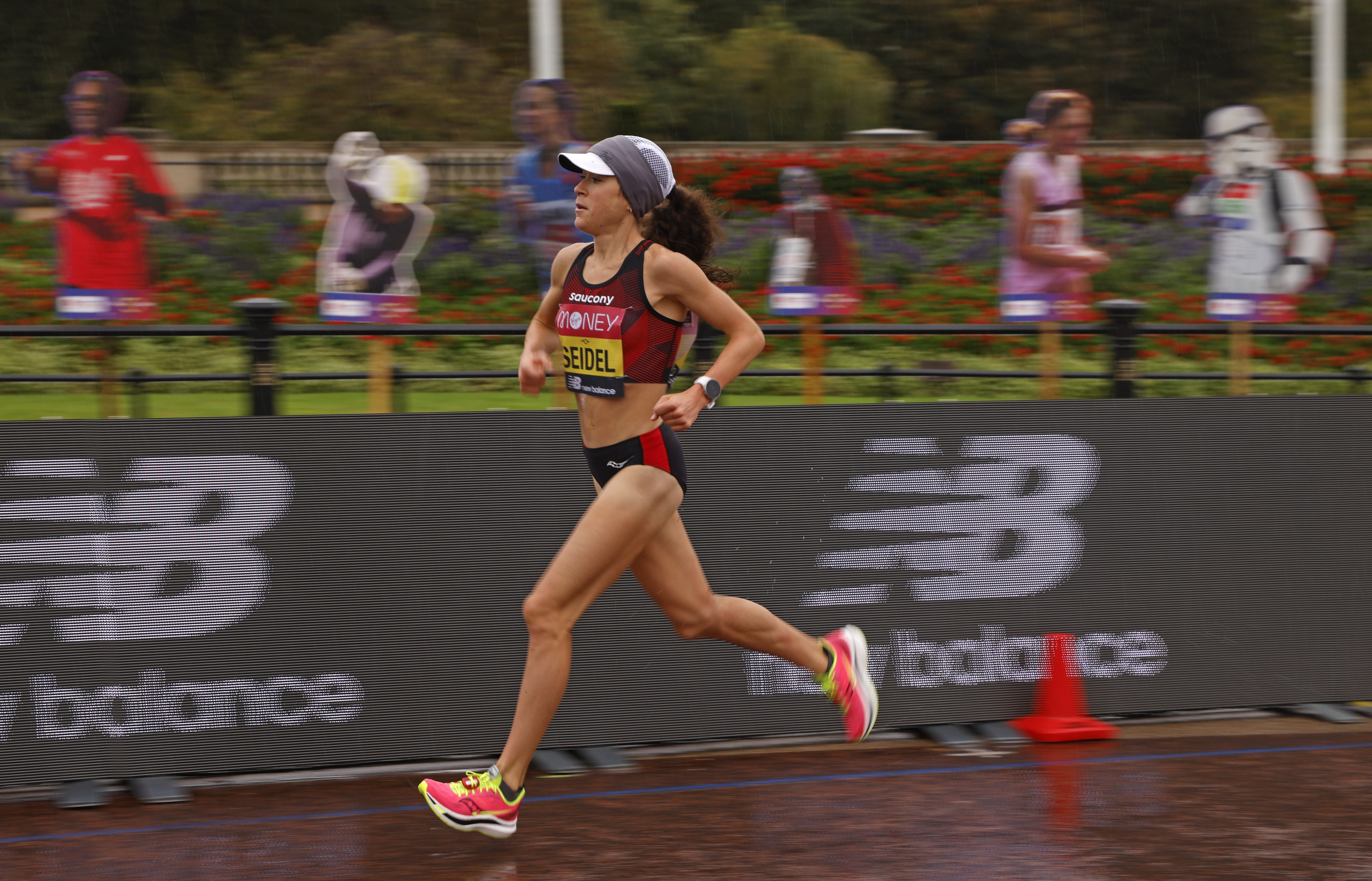 Molly Seidel races at the London Marathon earlier this month.