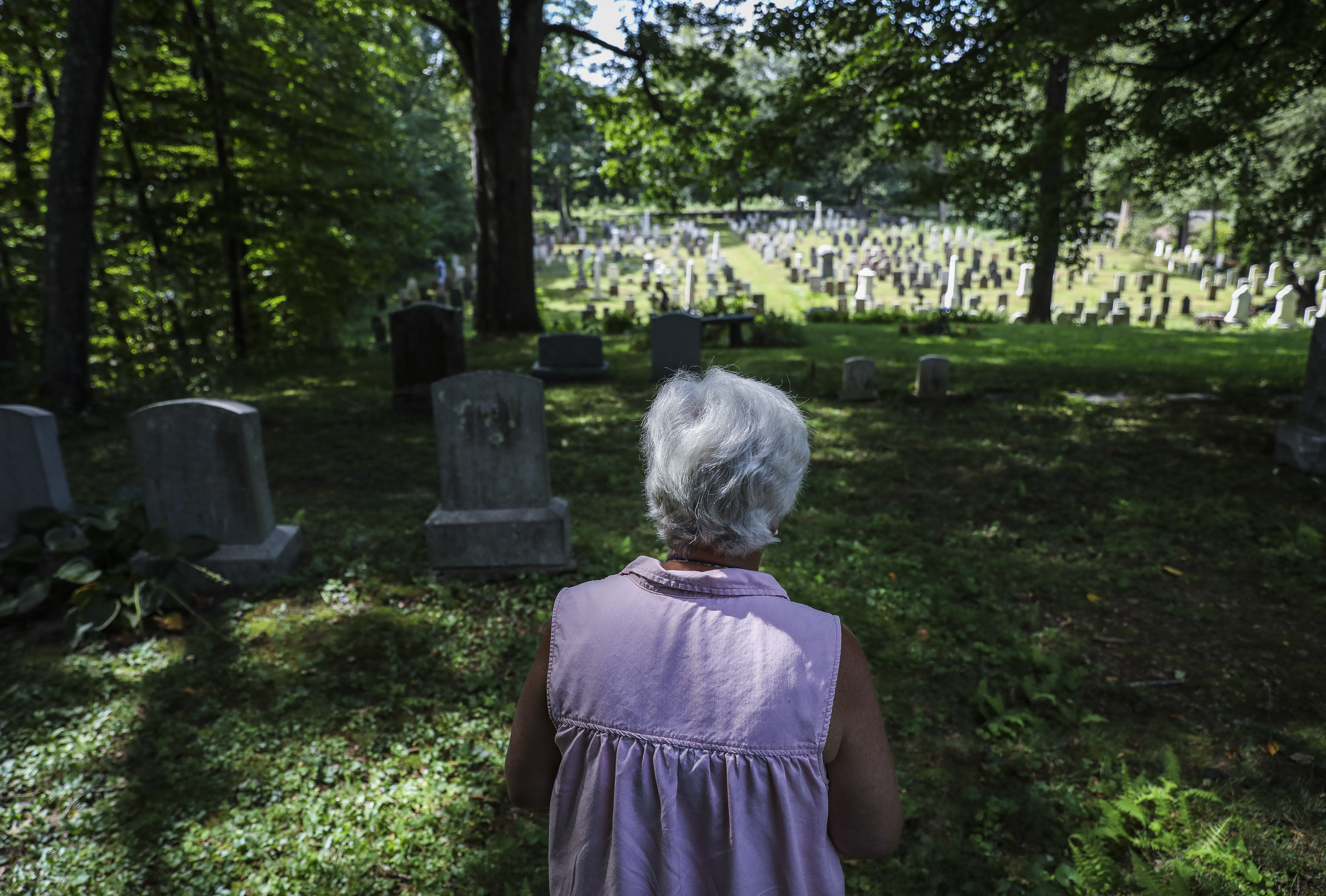 Kathy Belanger arrived at the Deerfield cemetery where her son Greg Belanger was buried at the age of 24.