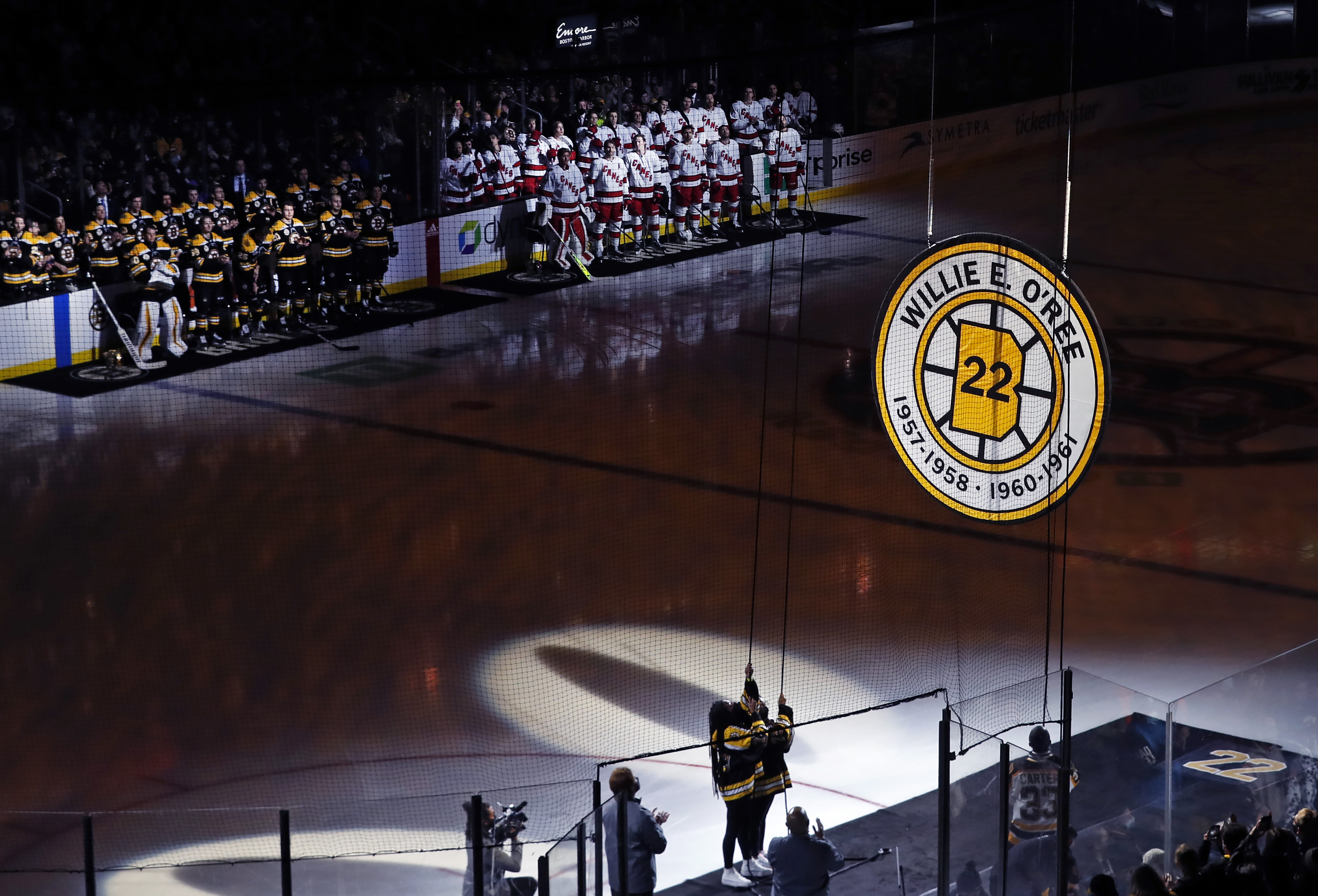 I Am Thrilled To Be A Part Of The Bruins Forever Willie O Ree S No 22 Retired Raised To Td Garden Rafters The Boston Globe